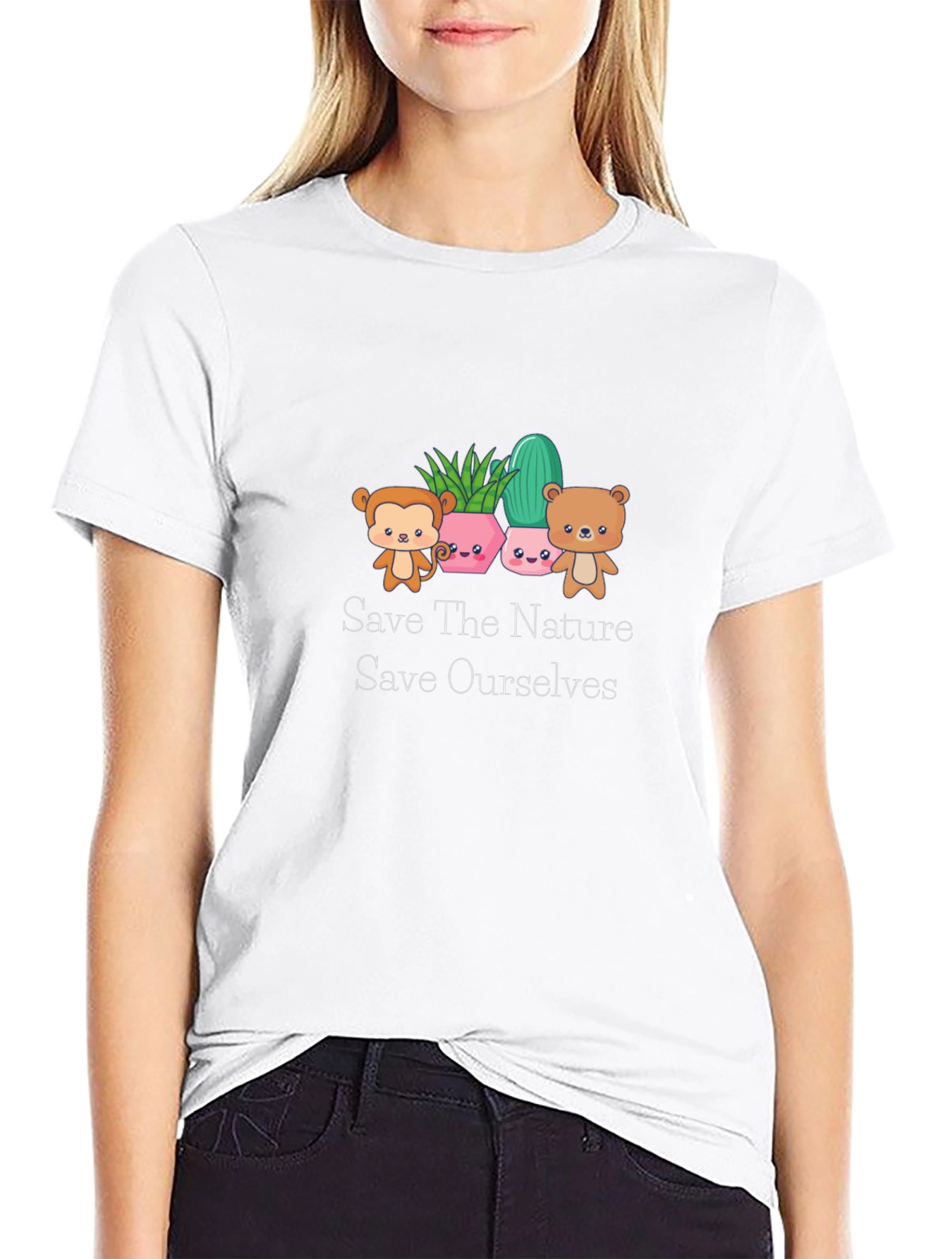 Cute Save The Nature Black T-Shirt