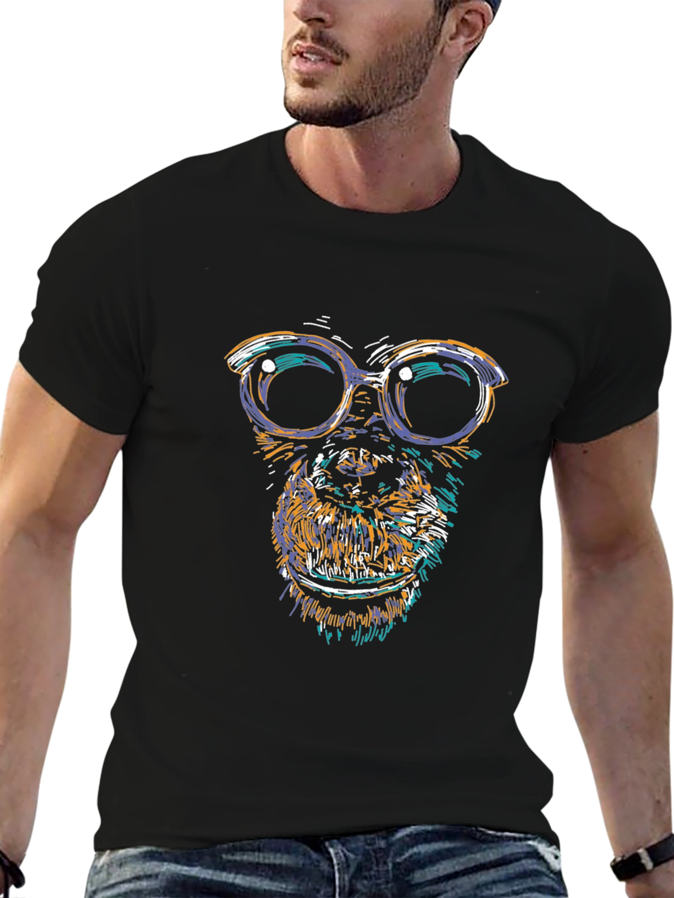 Cool Ape Graphic Tee - Black Cotton Blend