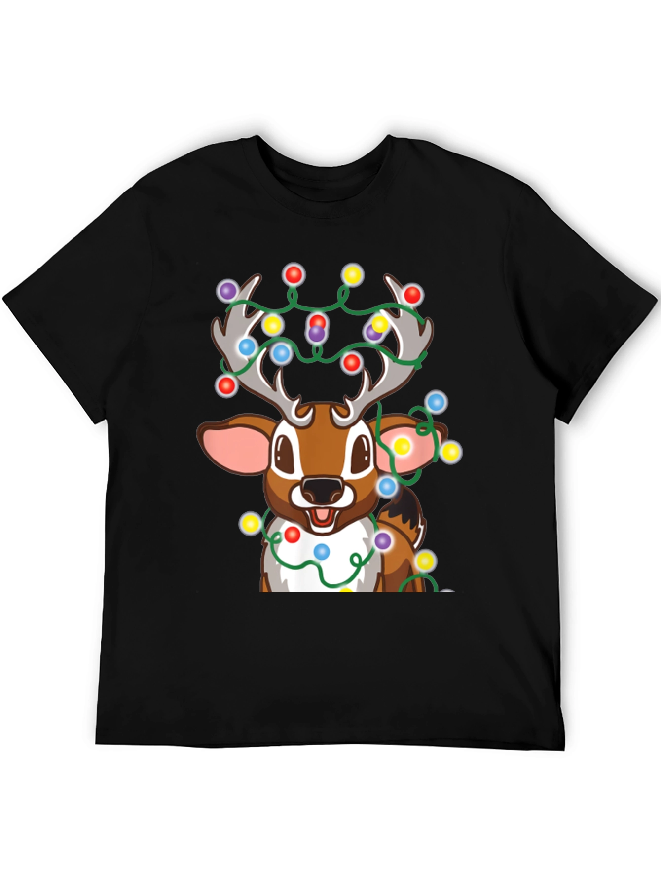 Christmas Reindeer Lights Graphic Tee - Holiday Fun