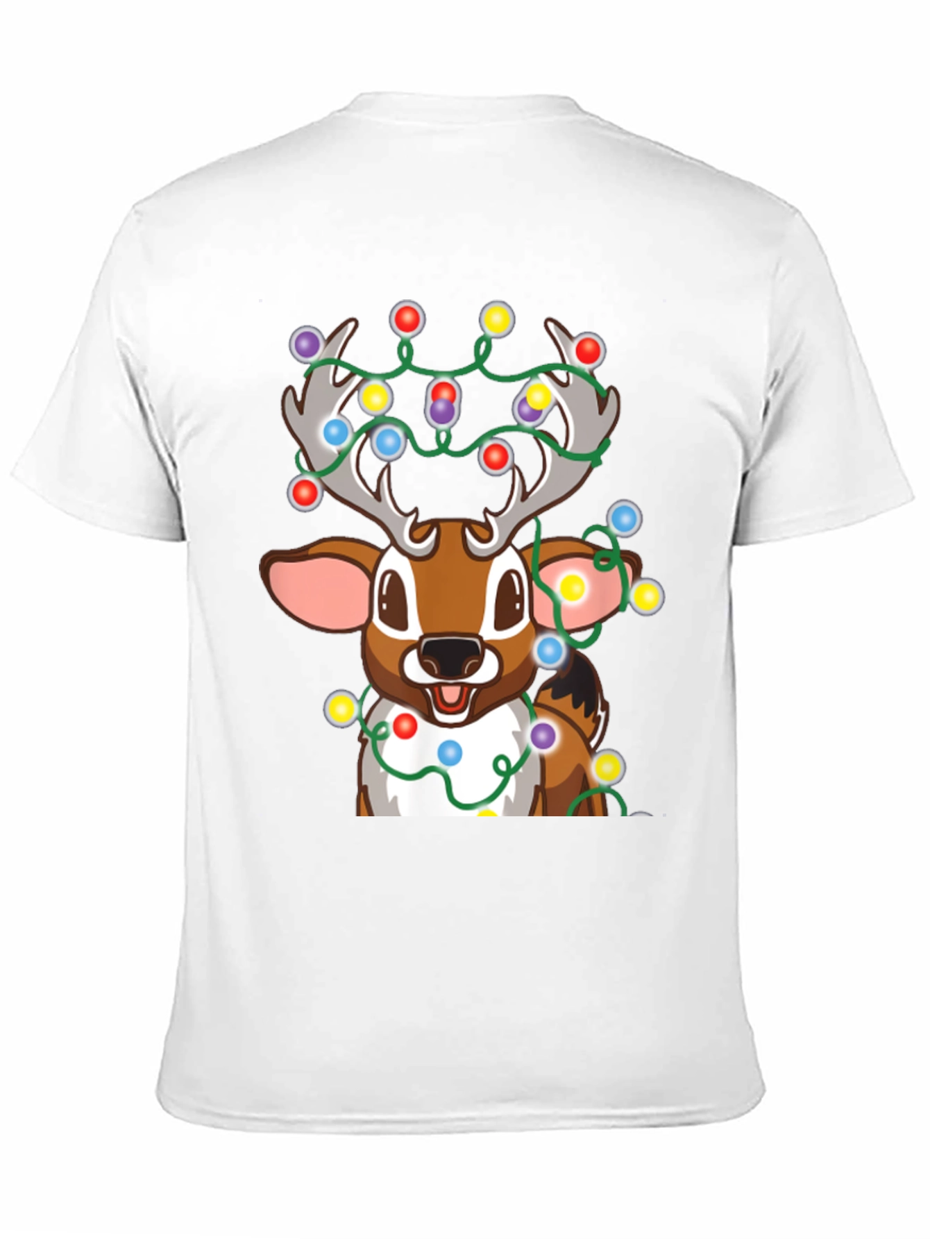 Christmas Reindeer Lights Graphic Tee - Holiday Fun