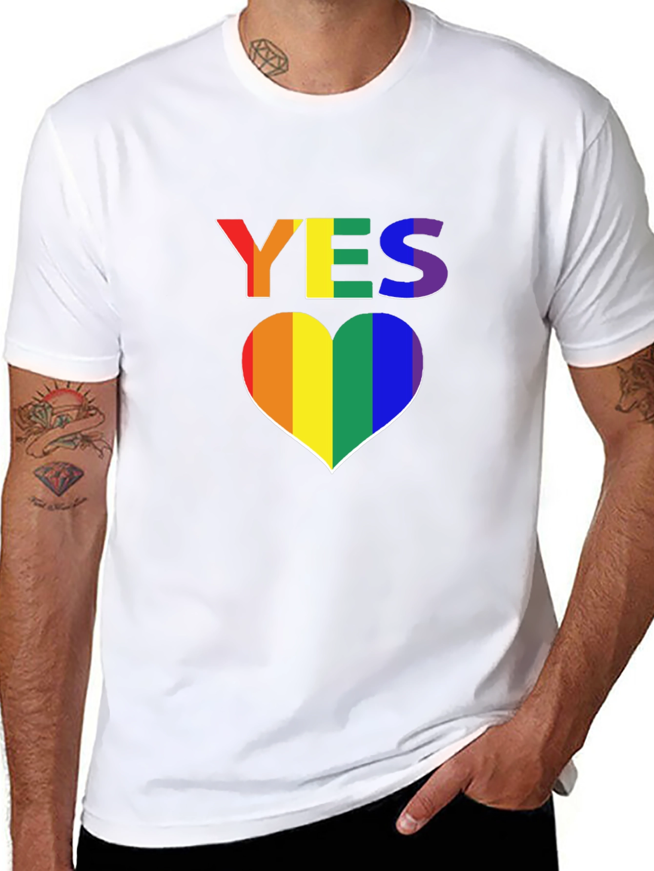 LGBTQ+ Pride Rainbow Yes Heart T-Shirt