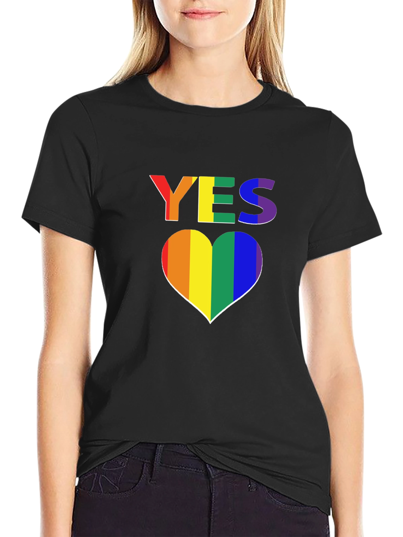LGBTQ+ Pride Rainbow Yes Heart T-Shirt