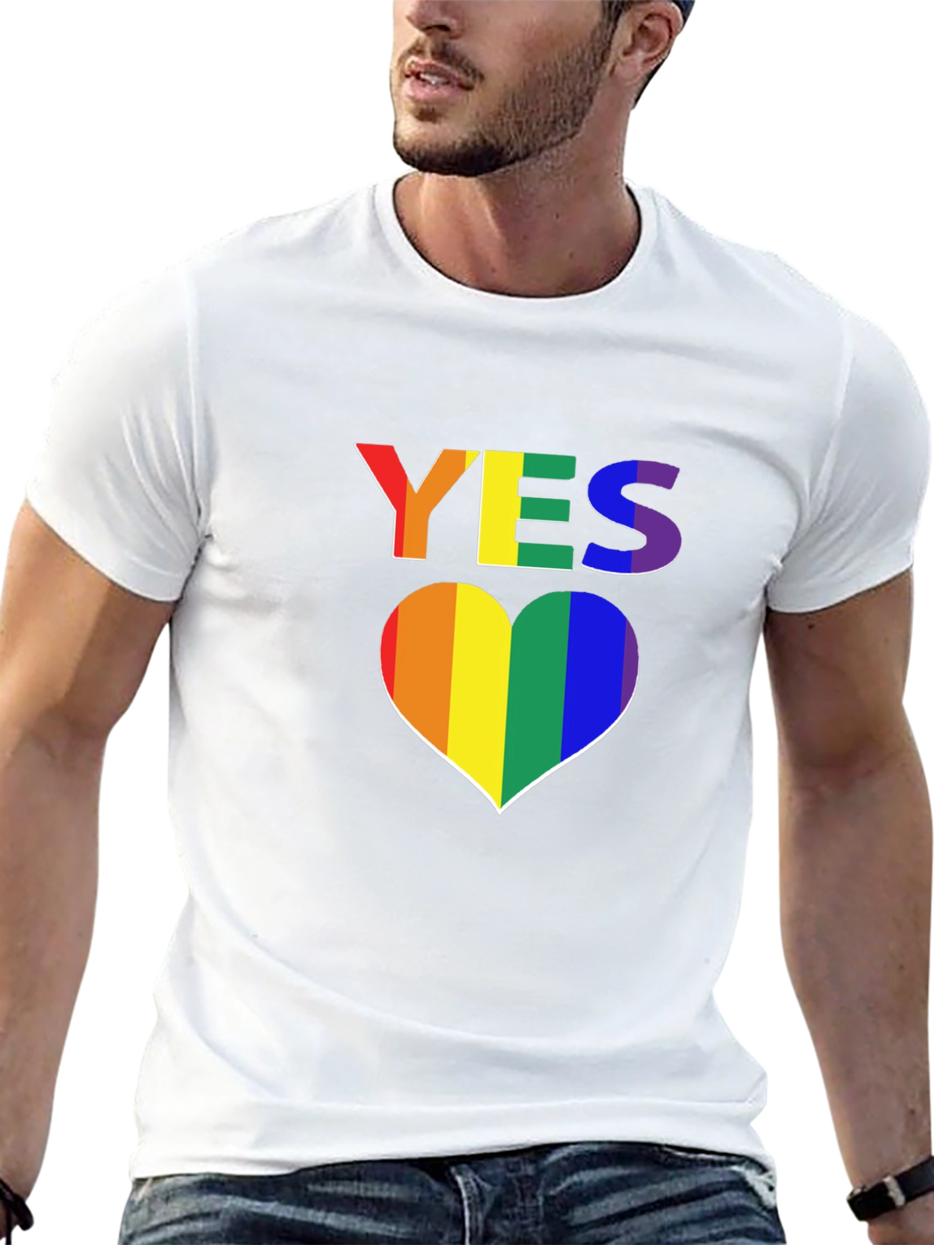 LGBTQ+ Pride Rainbow Yes Heart T-Shirt
