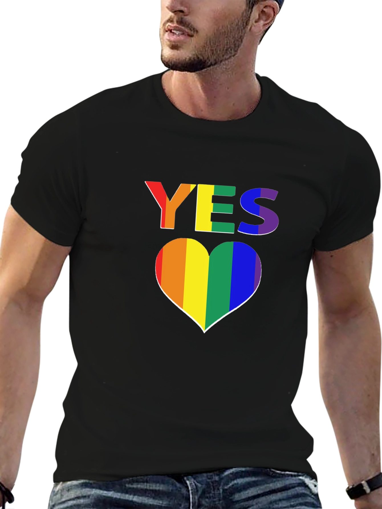 LGBTQ+ Pride Rainbow Yes Heart T-Shirt