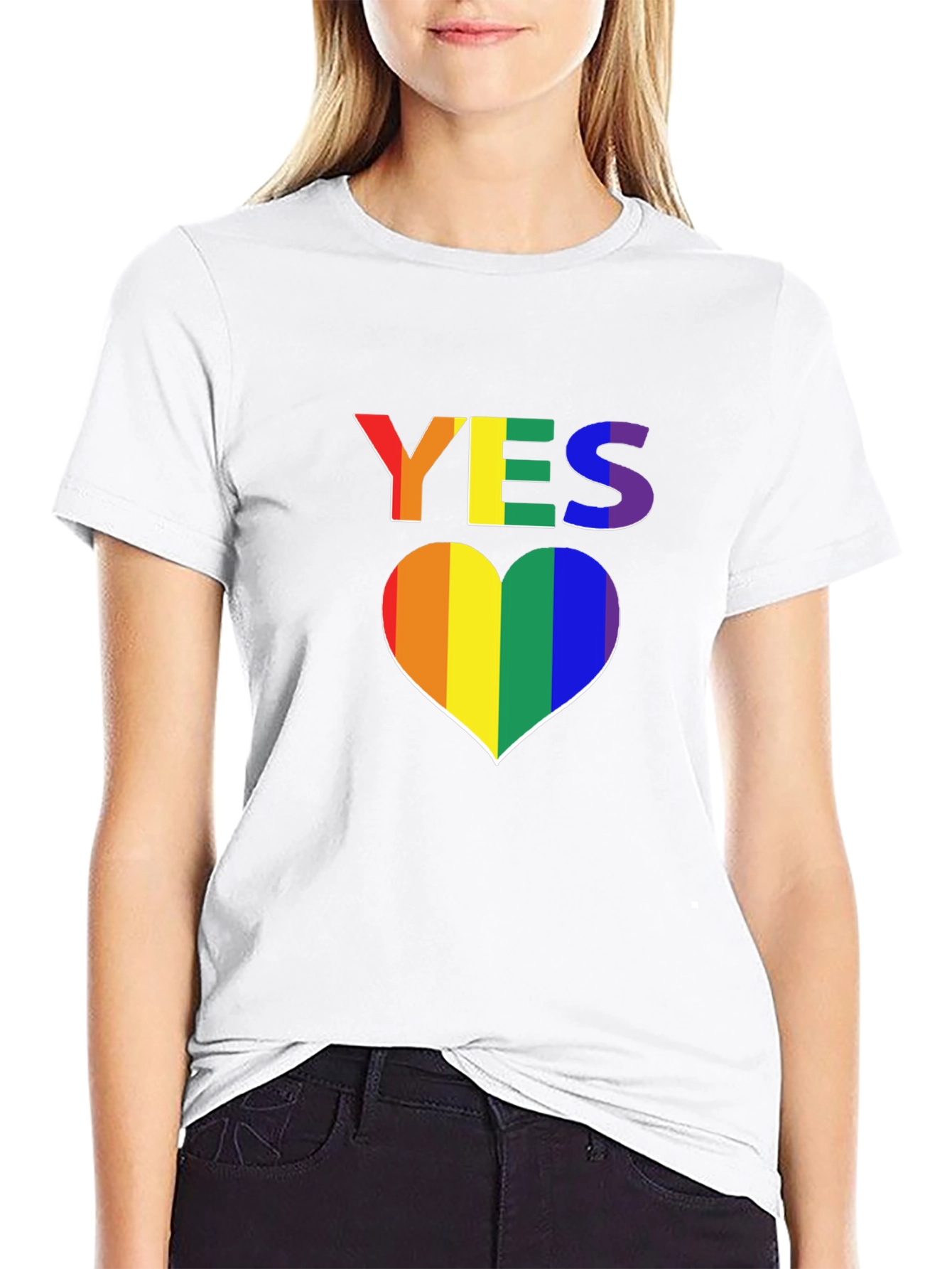 LGBTQ+ Pride Rainbow Yes Heart T-Shirt