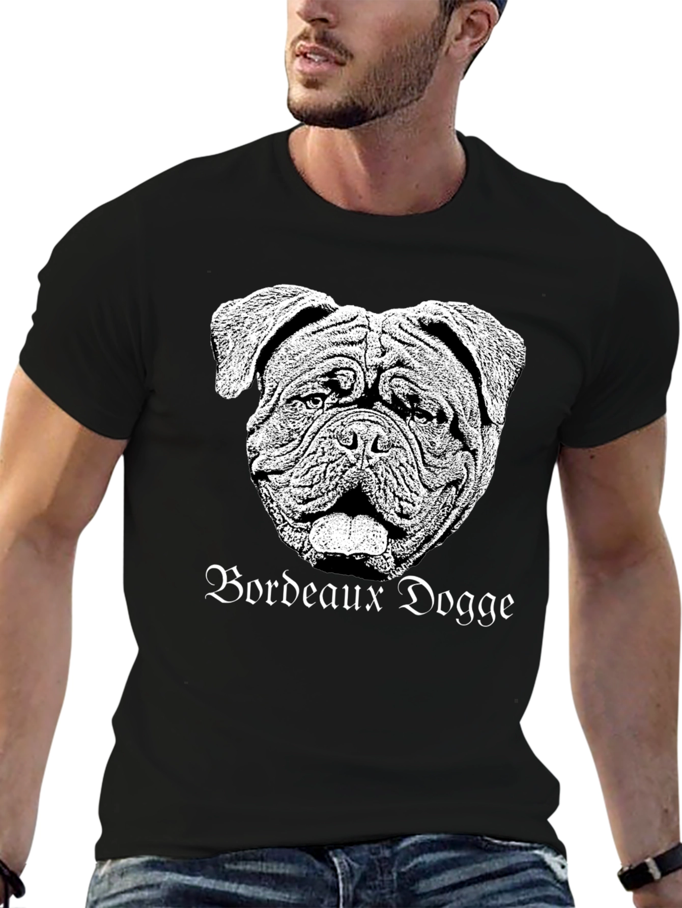 Bordeaux Dogge Graphic Tee - Black Cotton T-Shirt