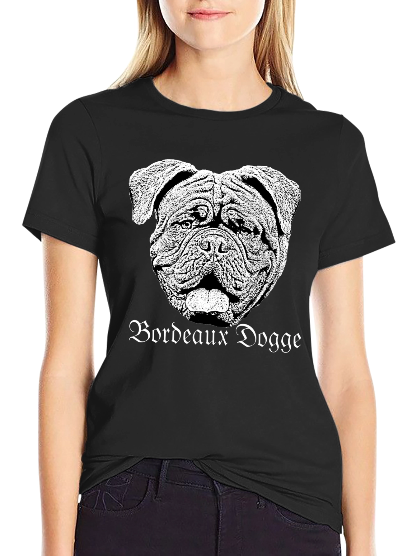 Bordeaux Dogge Graphic Tee - Black Cotton T-Shirt