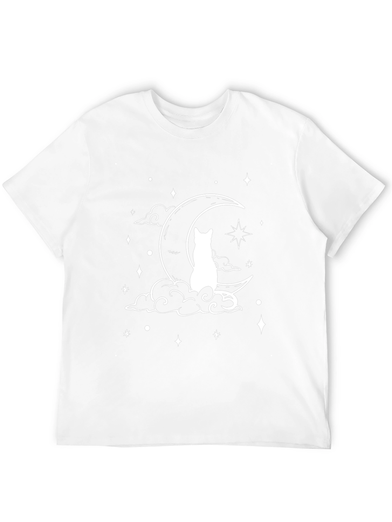 Cat on Moon T-Shirt - Black Graphic Tee