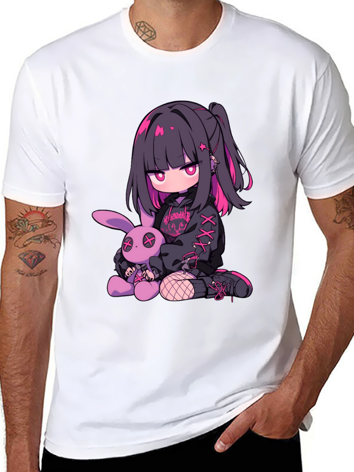 Anime Girl & Bunny Graphic Tee
