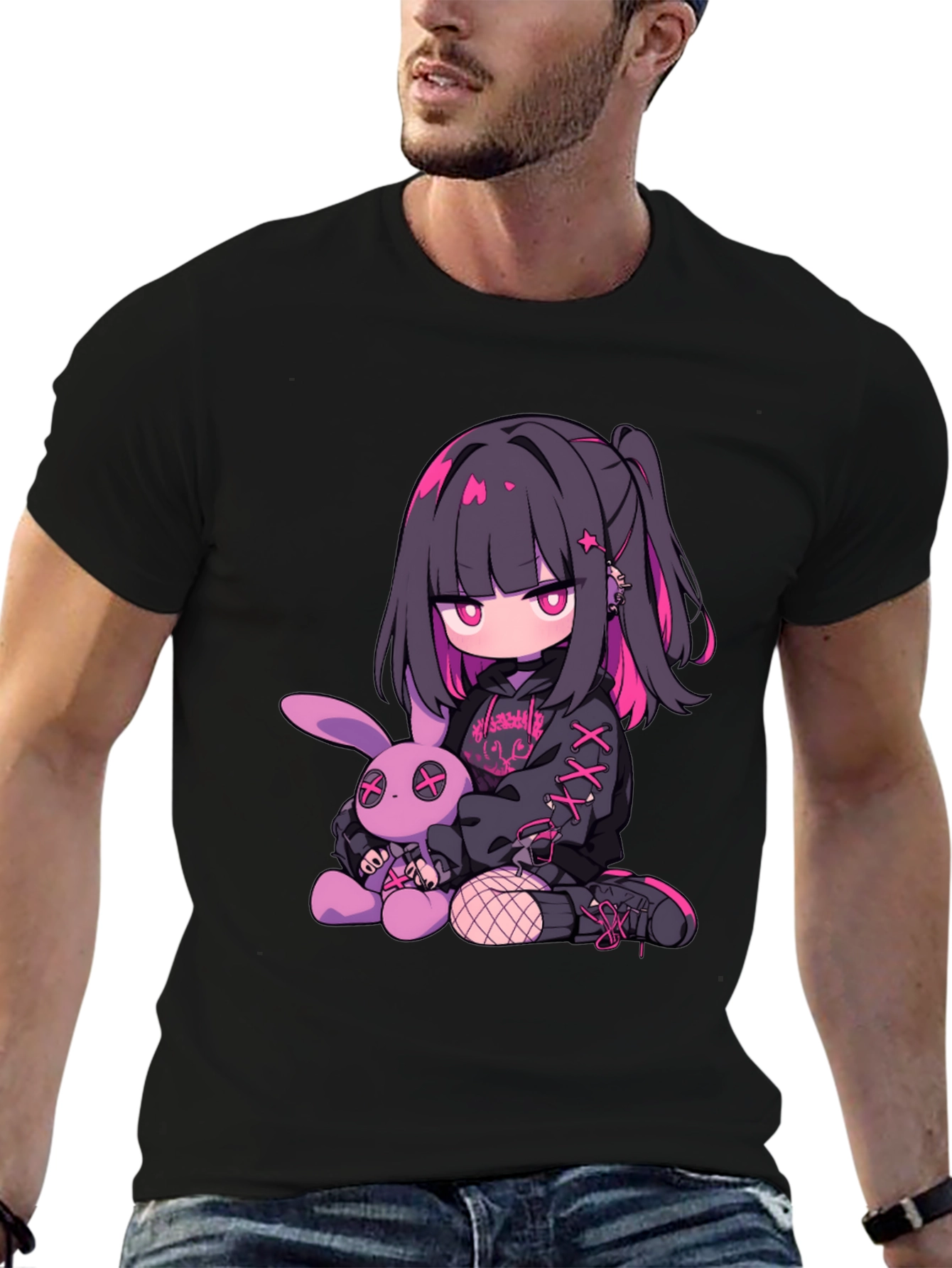 Anime Girl & Bunny Graphic Tee