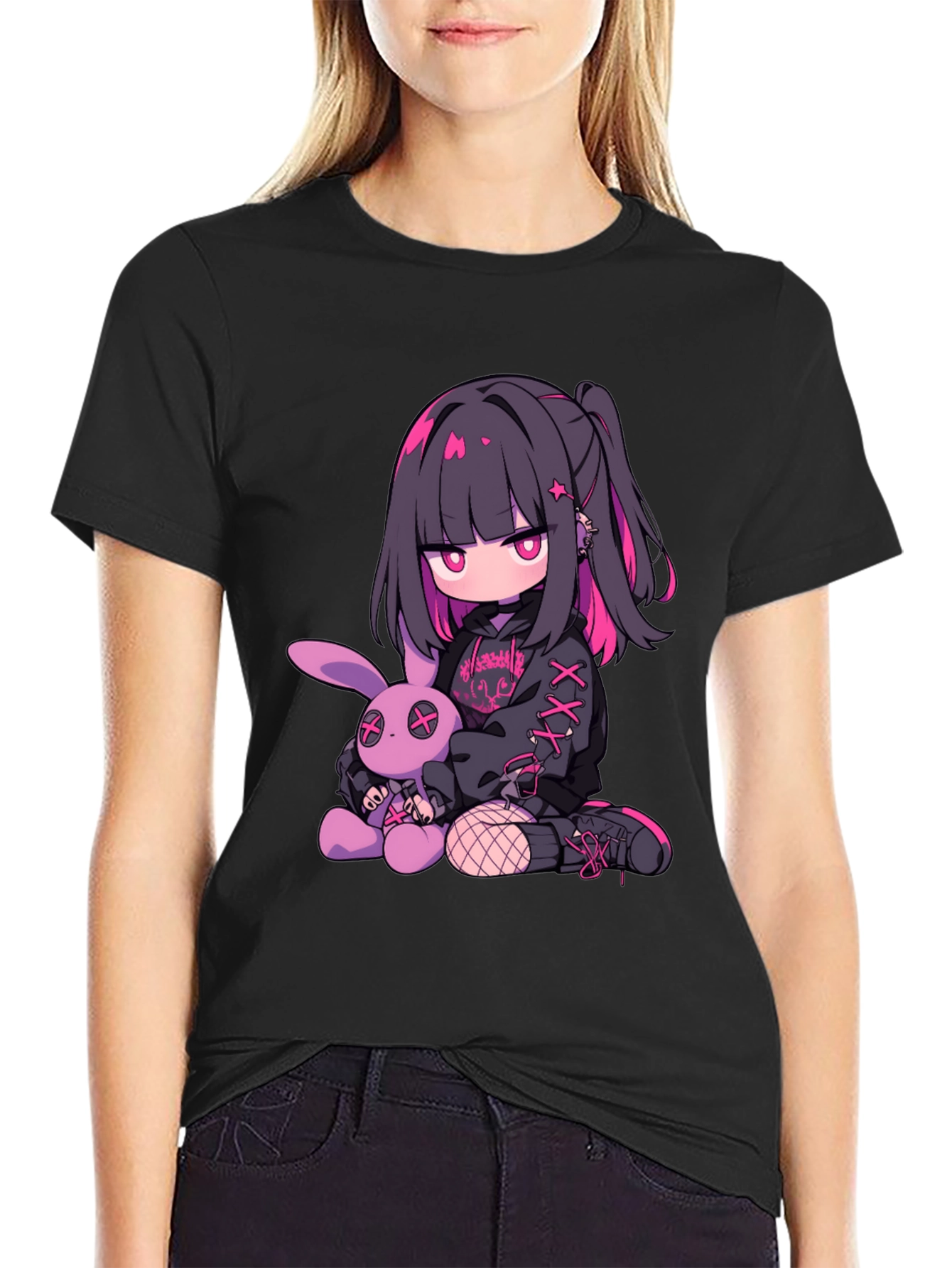 Anime Girl & Bunny Graphic Tee