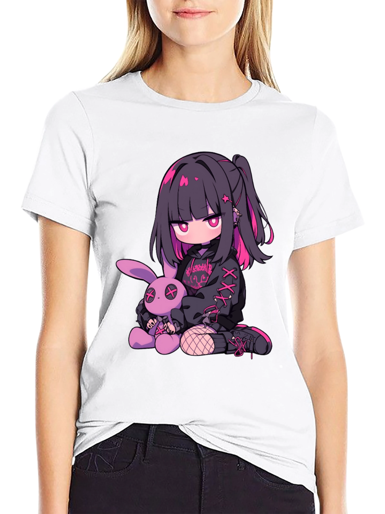 Anime Girl & Bunny Graphic Tee