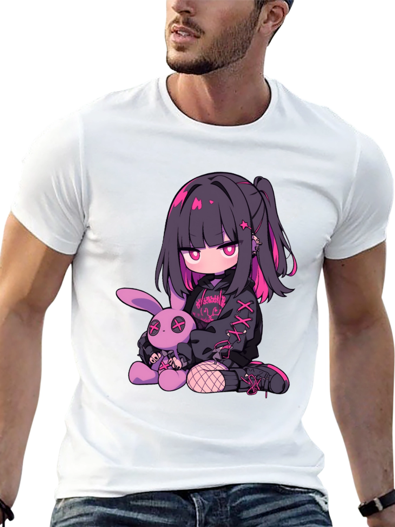 Anime Girl & Bunny Graphic Tee
