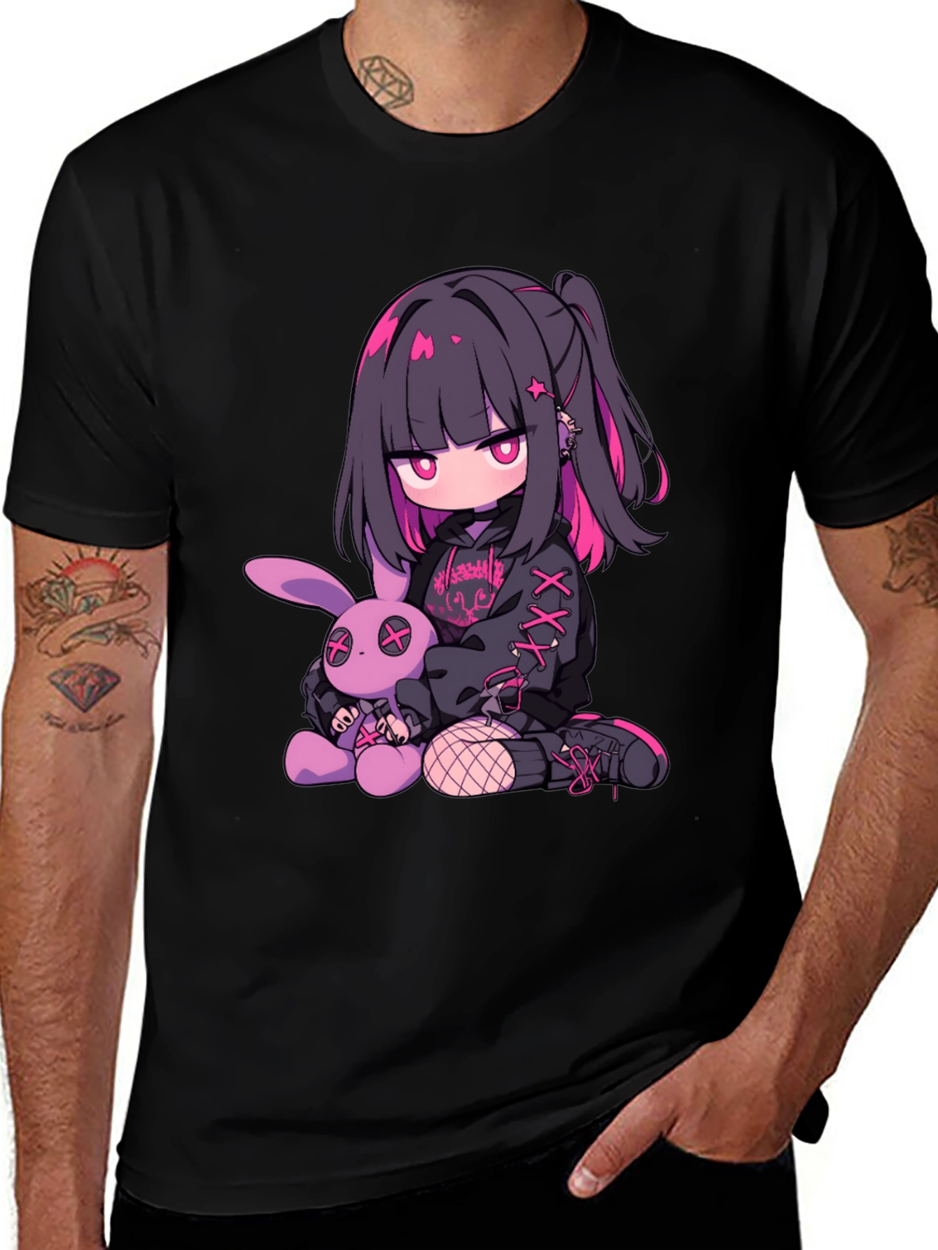 Anime Girl & Bunny Graphic Tee