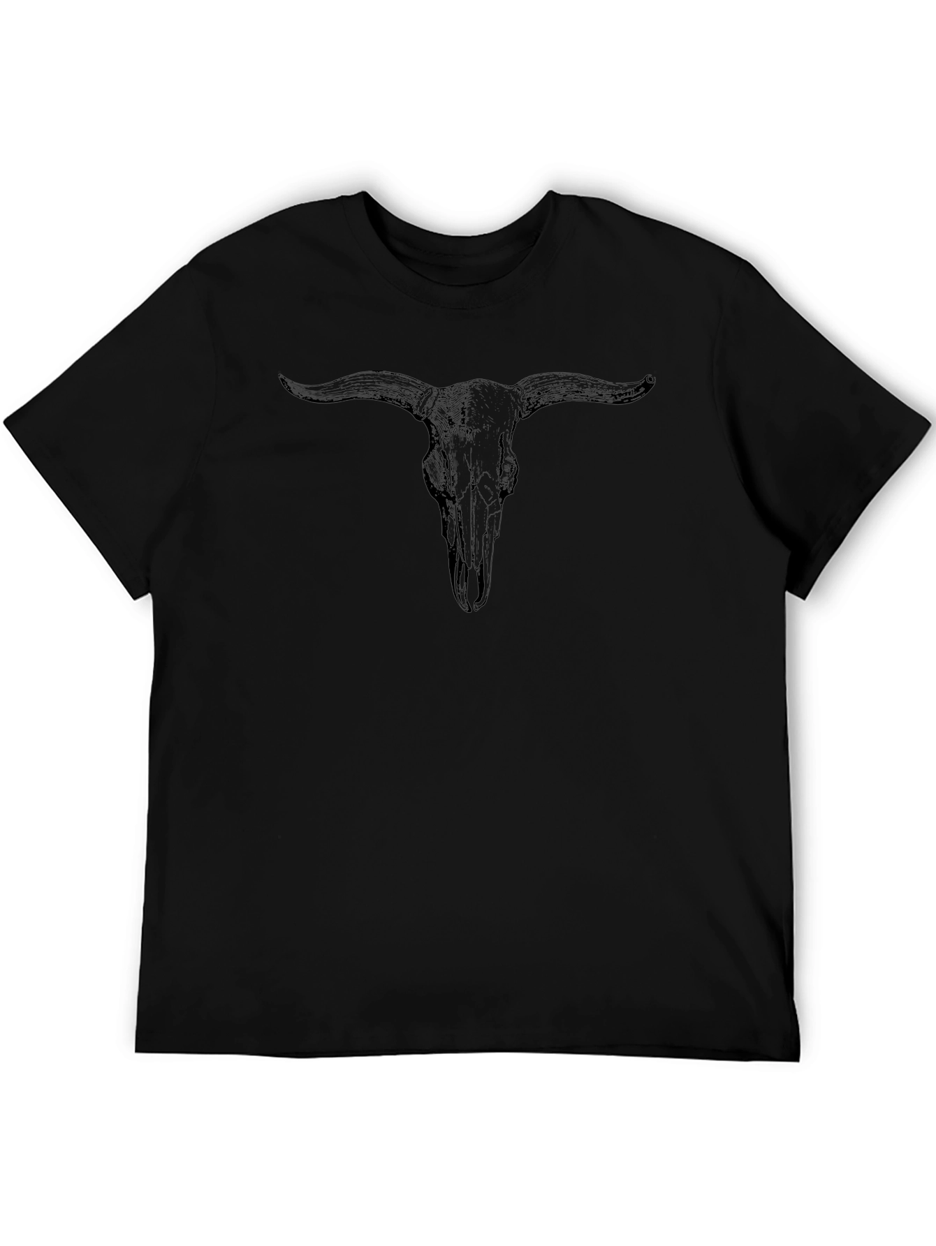 Black Bull Skull Graphic T-Shirt