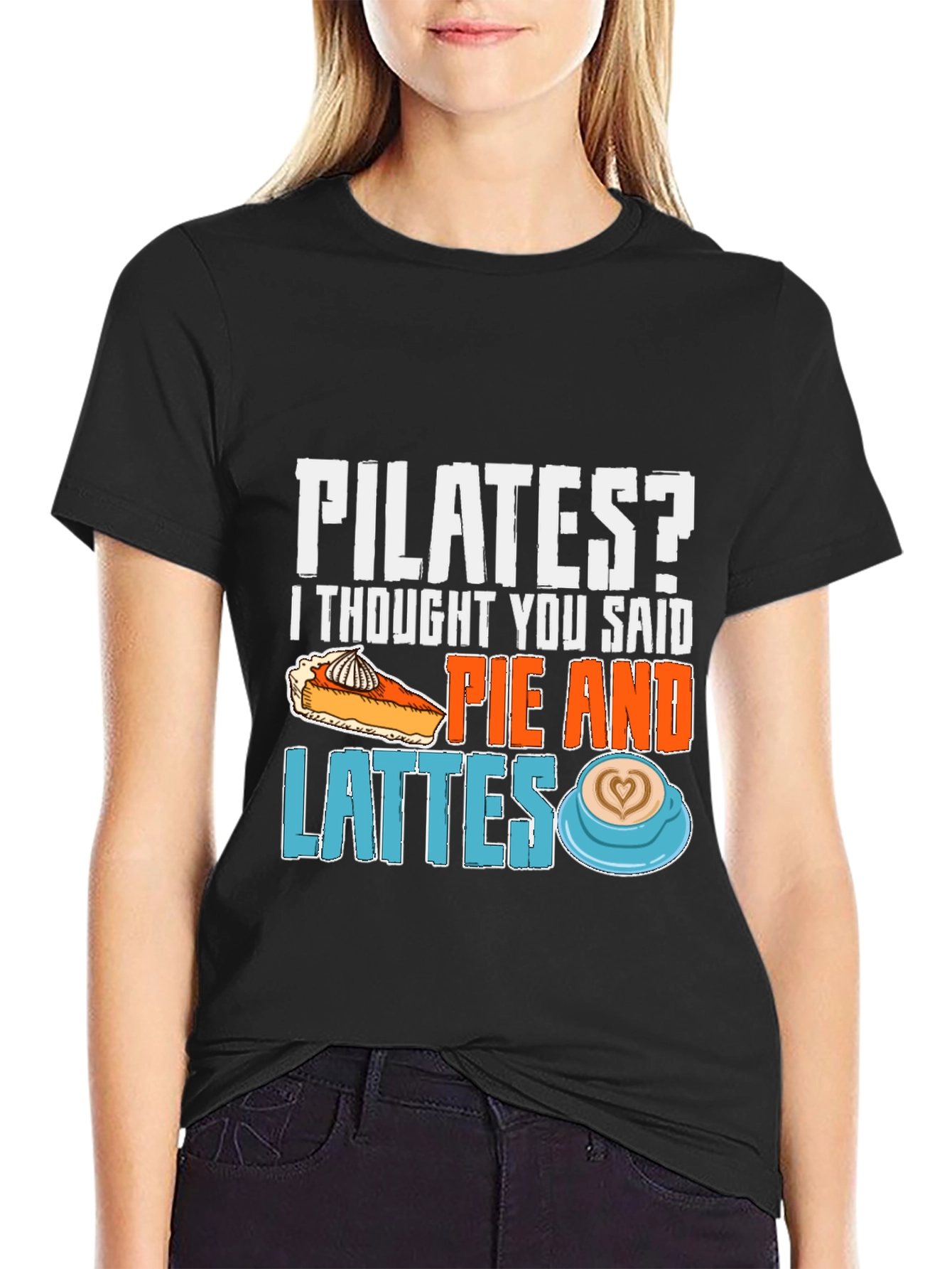 Pilates? Pie and Lattes T-Shirt Funny Workout Tee