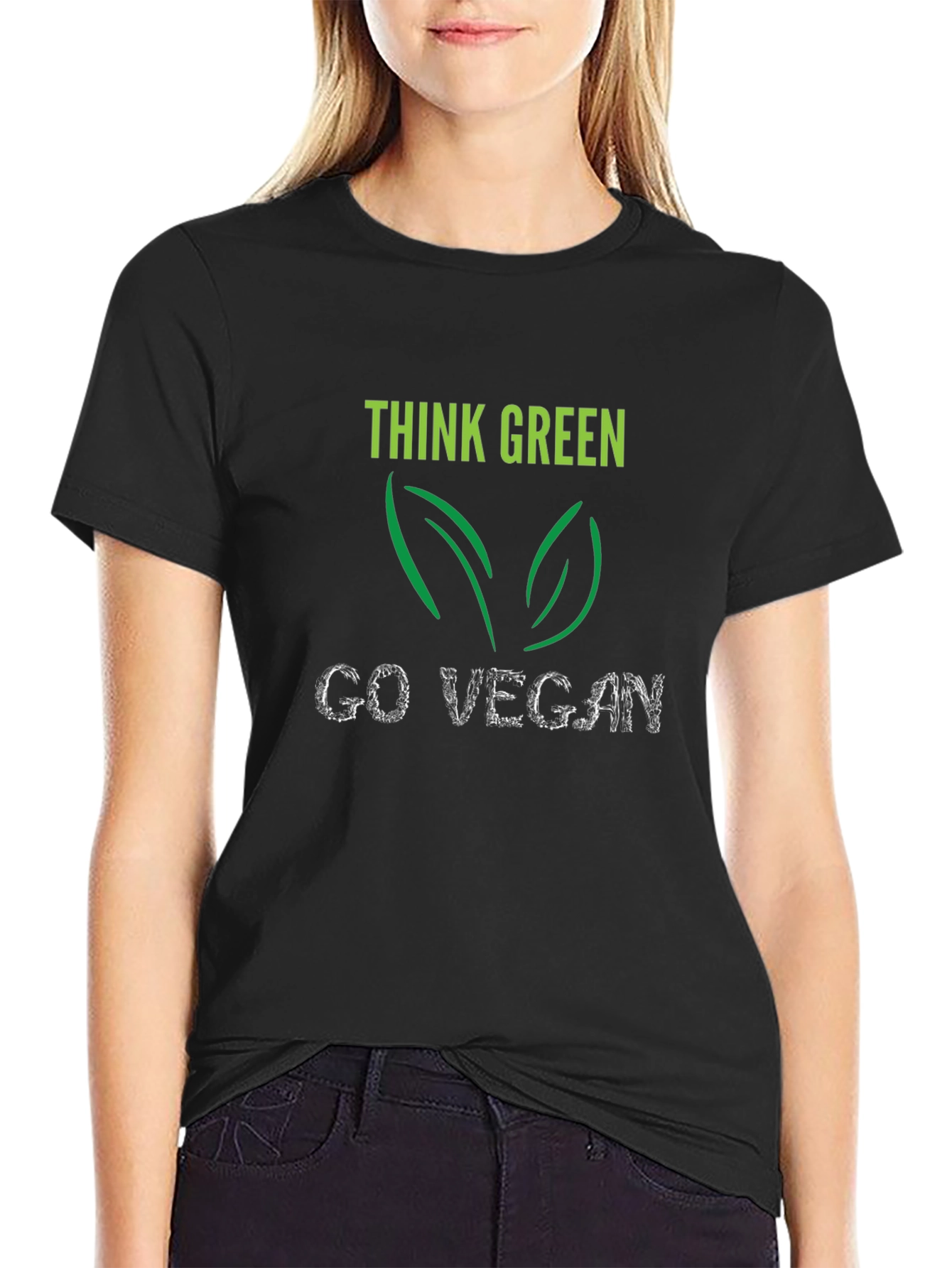 Think Green Go Vegan T-Shirt - Eco-Friendly Lifestyle Tee