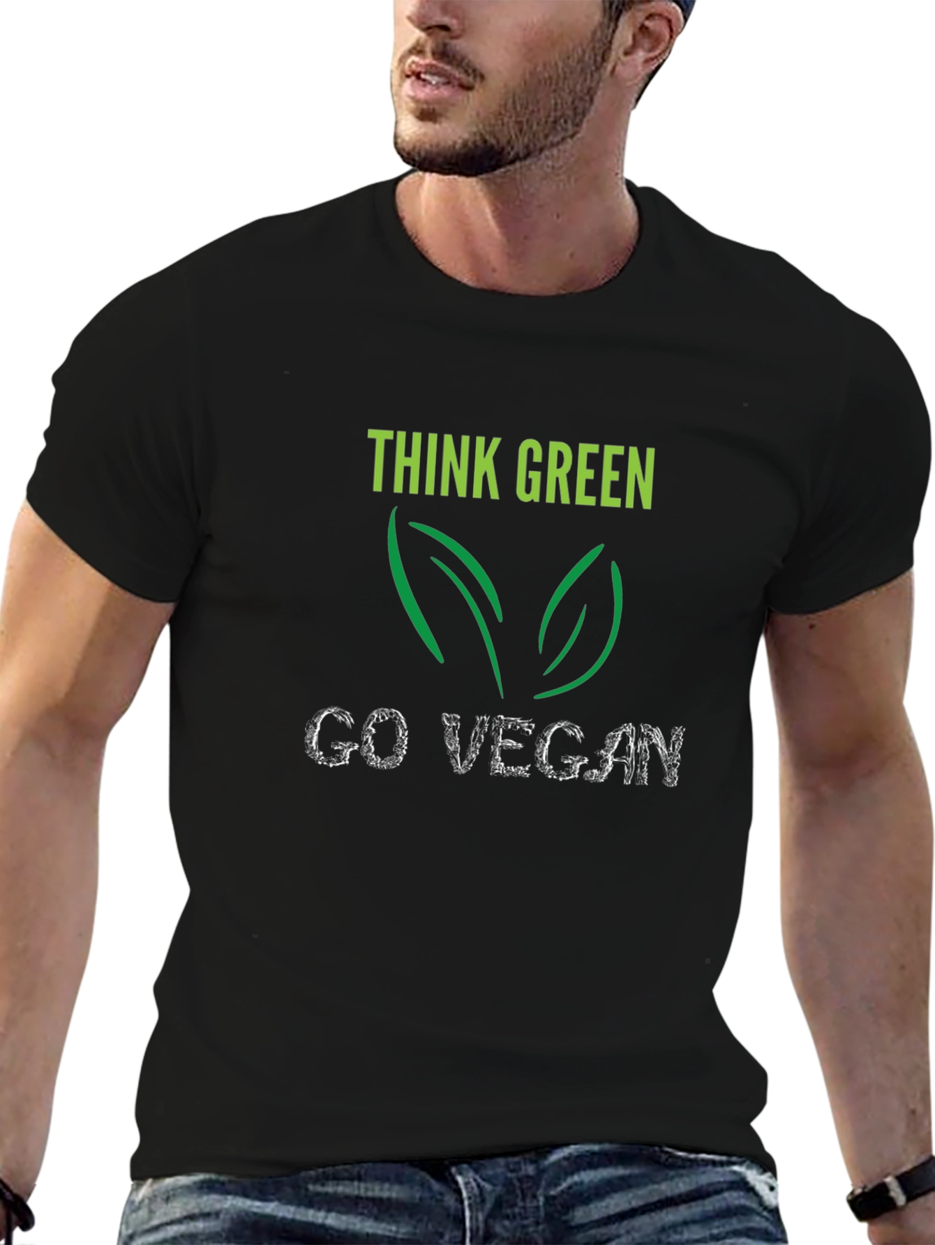 Think Green Go Vegan T-Shirt - Eco-Friendly Lifestyle Tee