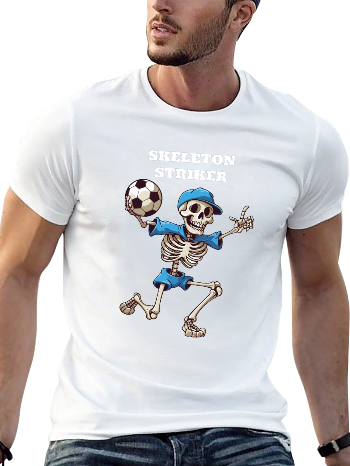 Skeleton Striker Graphic T-Shirt - Black Cotton Tee