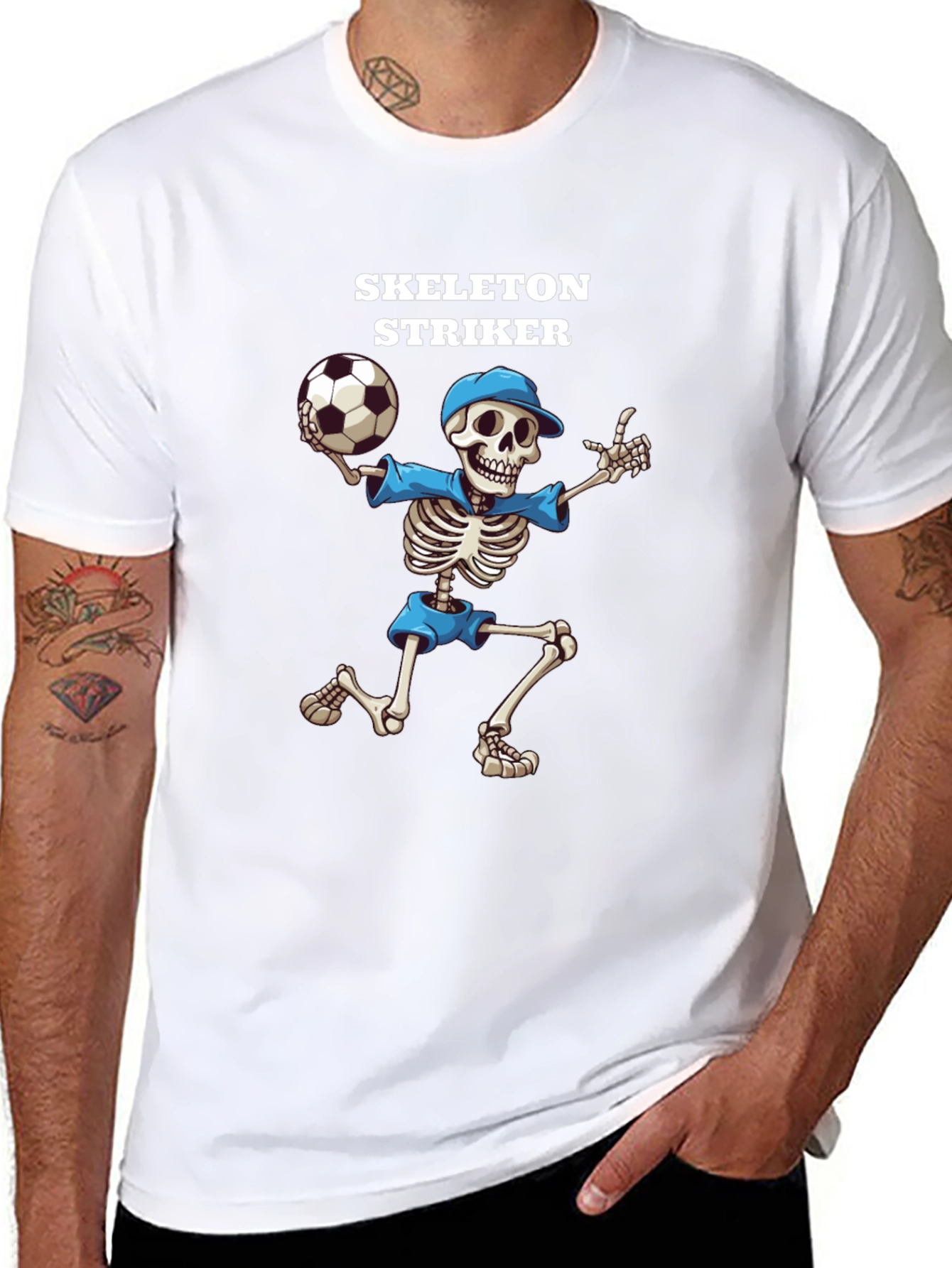 Skeleton Striker Graphic T-Shirt - Black Cotton Tee