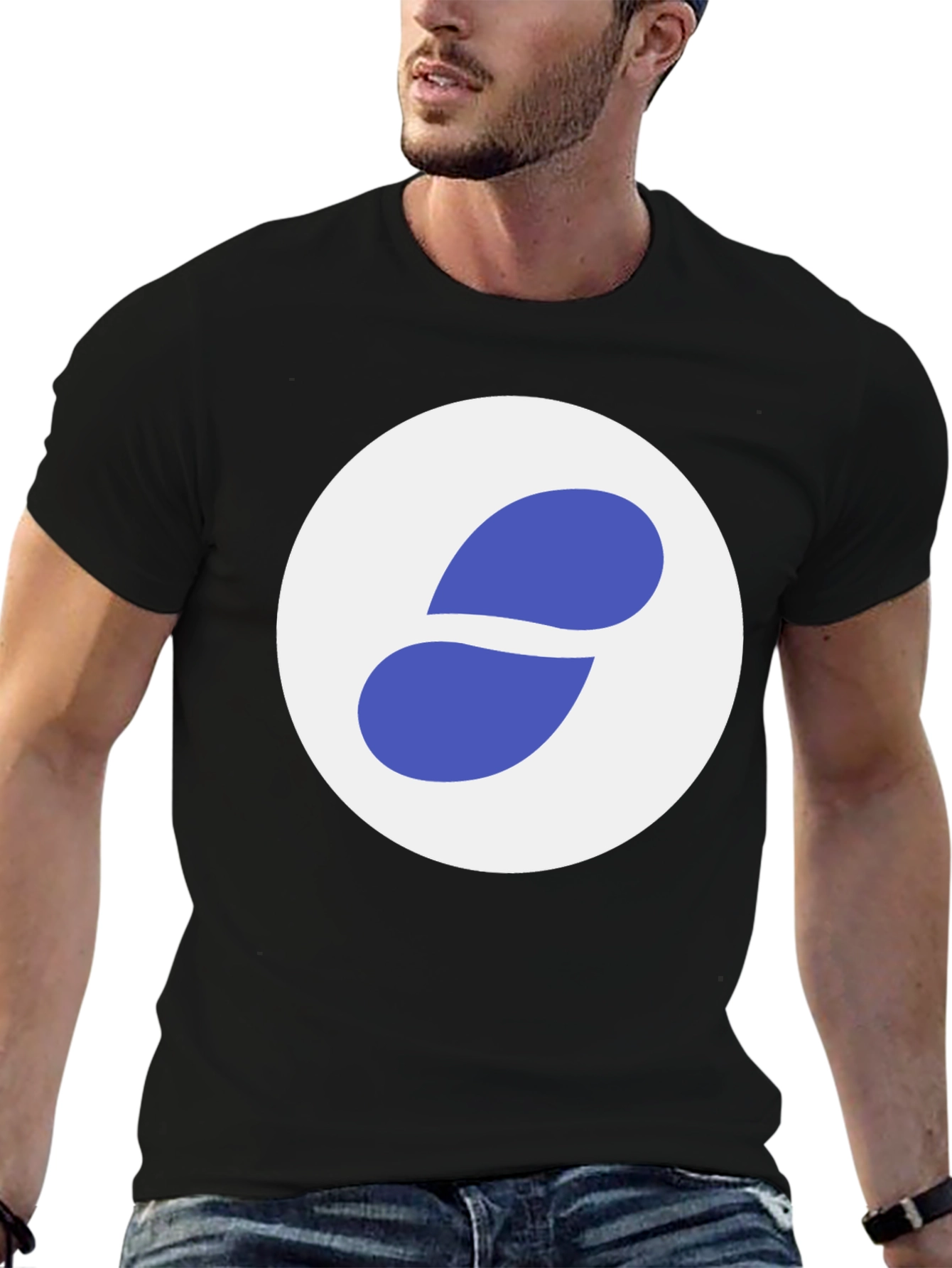 Black T-Shirt with Abstract Circle Logo
