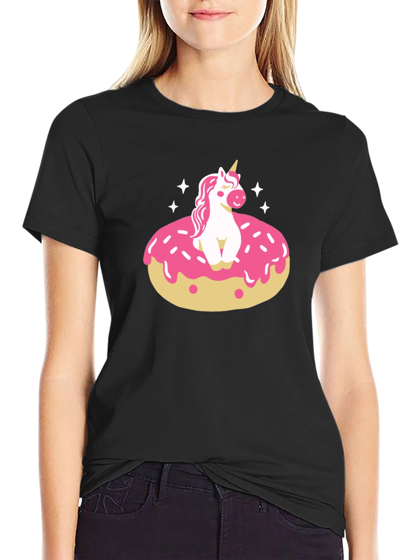Unicorn Donut Black T-Shirt