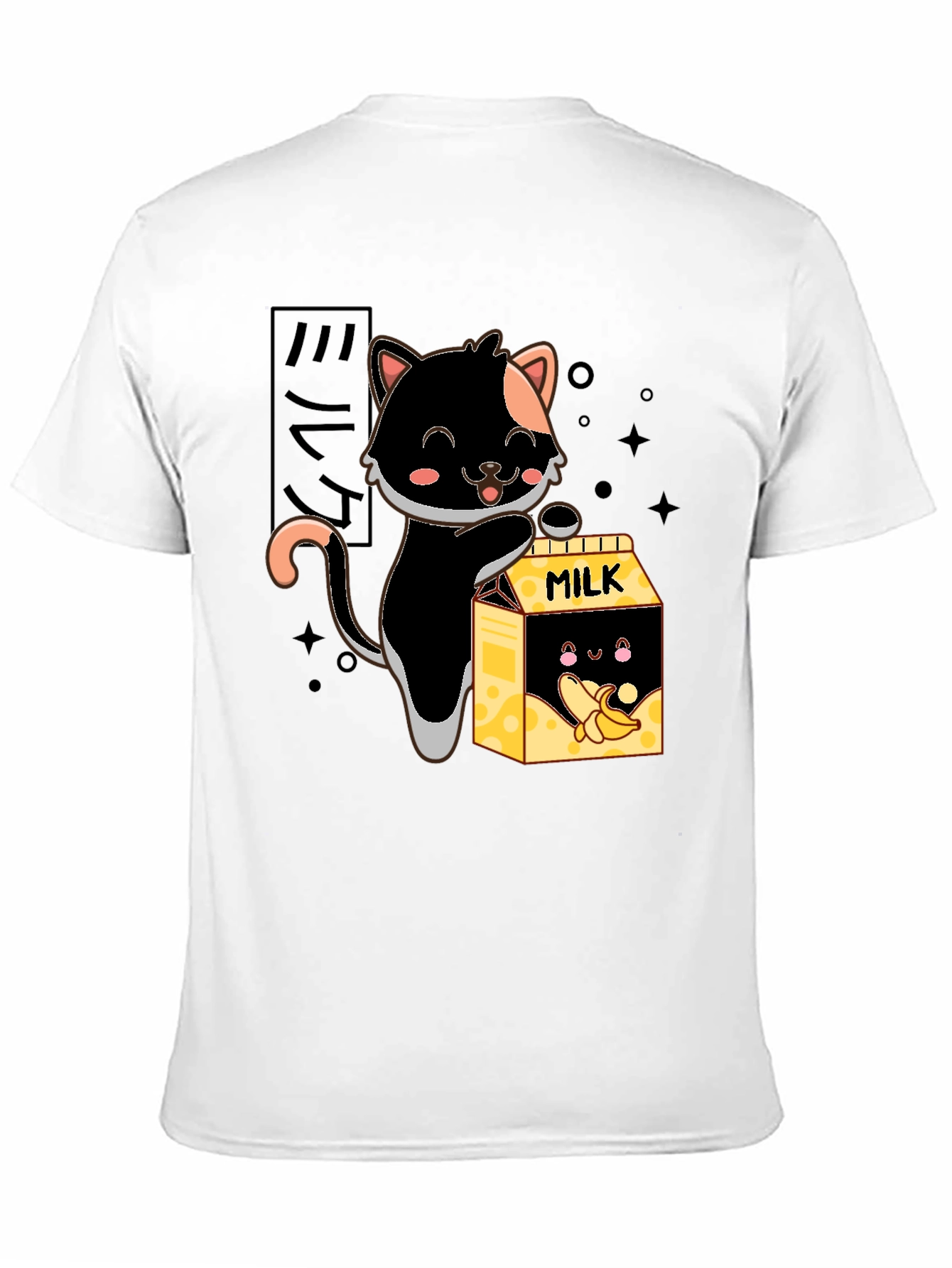 Cute Cat & Banana Milk Graphic T-Shirt
