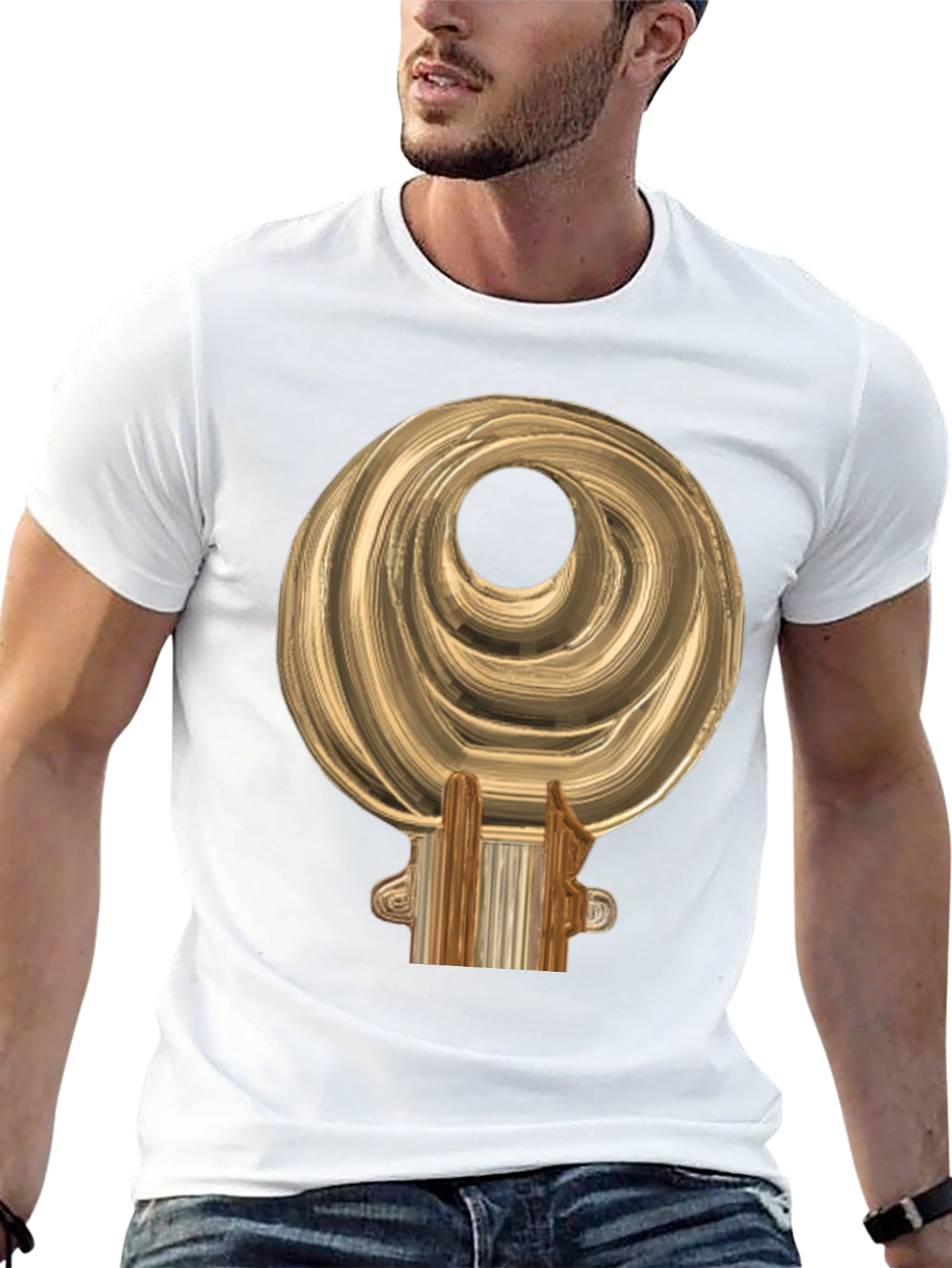 Golden Sankofa Bird Symbol Black T-Shirt