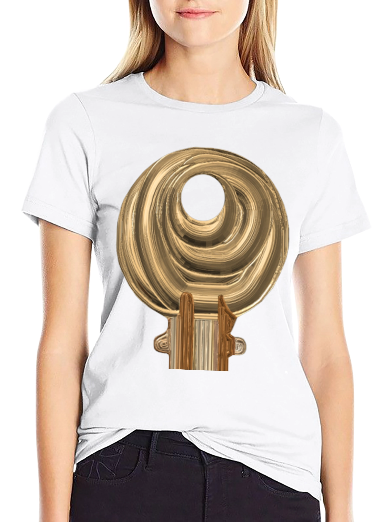 Golden Sankofa Bird Symbol Black T-Shirt