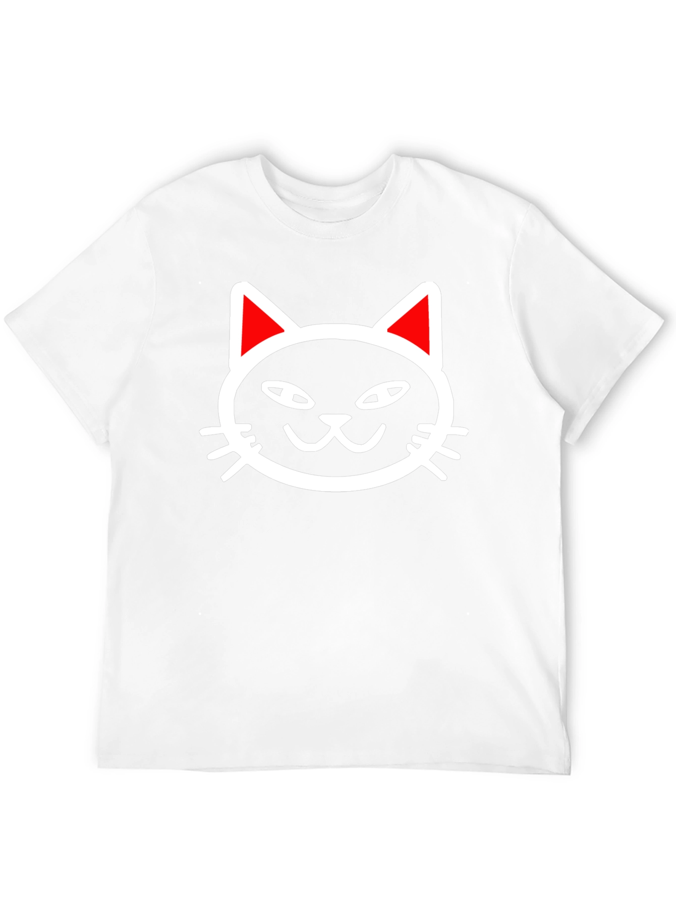 Cool Cat Face Graphic Tee - Black Cotton T-Shirt