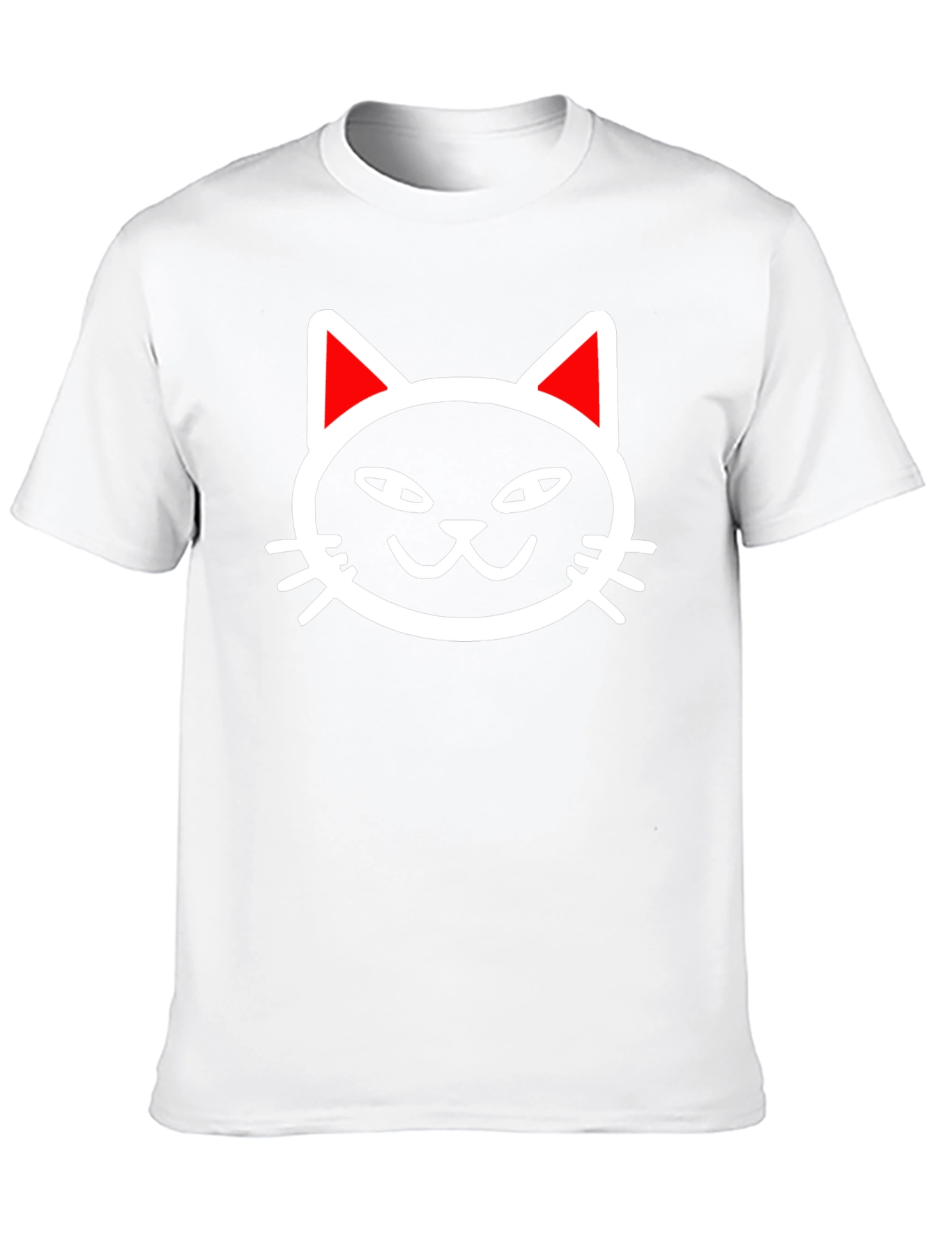 Cool Cat Face Graphic Tee - Black Cotton T-Shirt