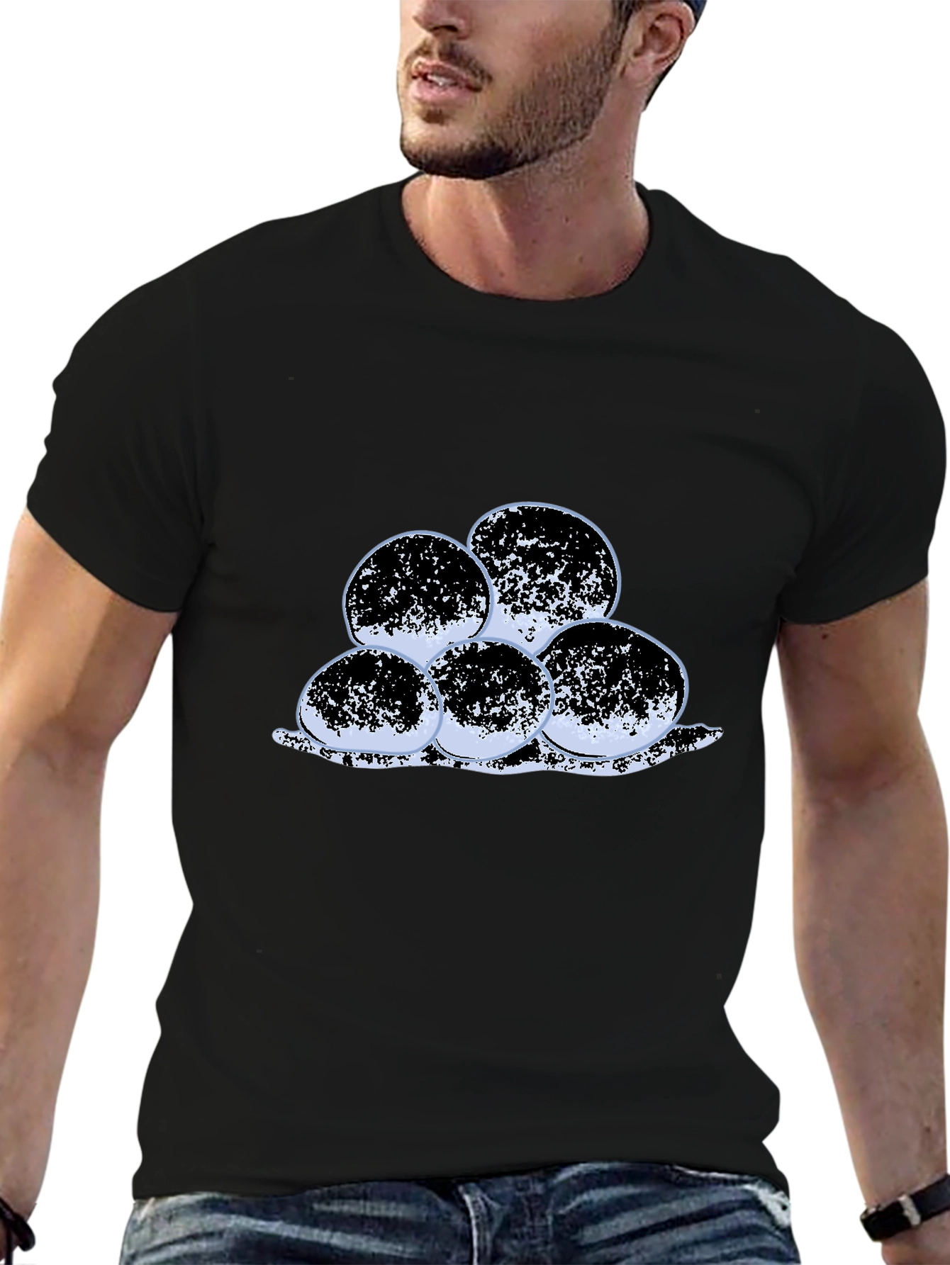 Unique Round Design Black T-Shirt