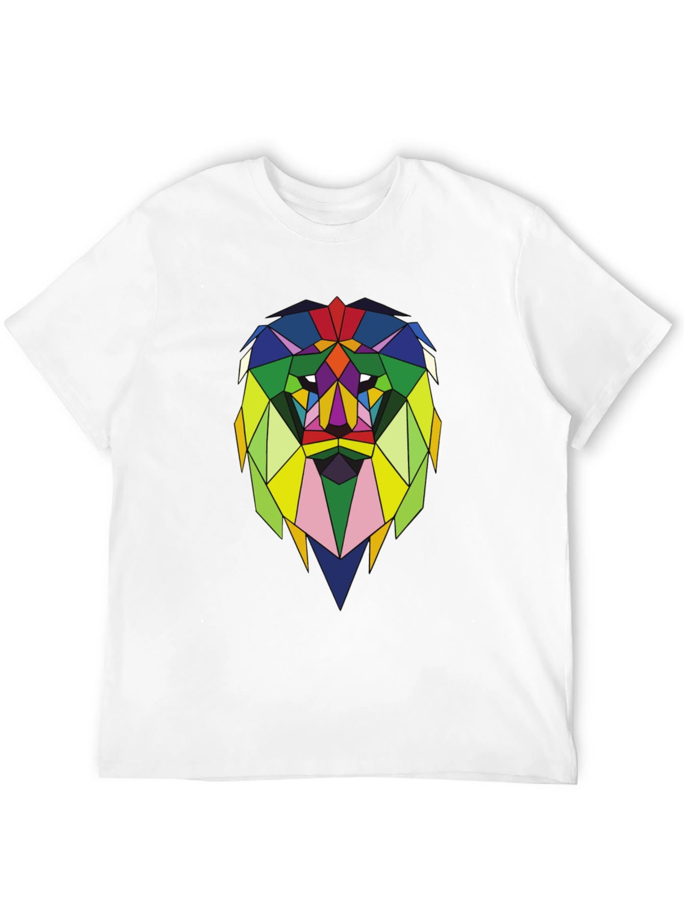 Geometric Lion Graphic Tee - Stylish Mens Black T-Shirt