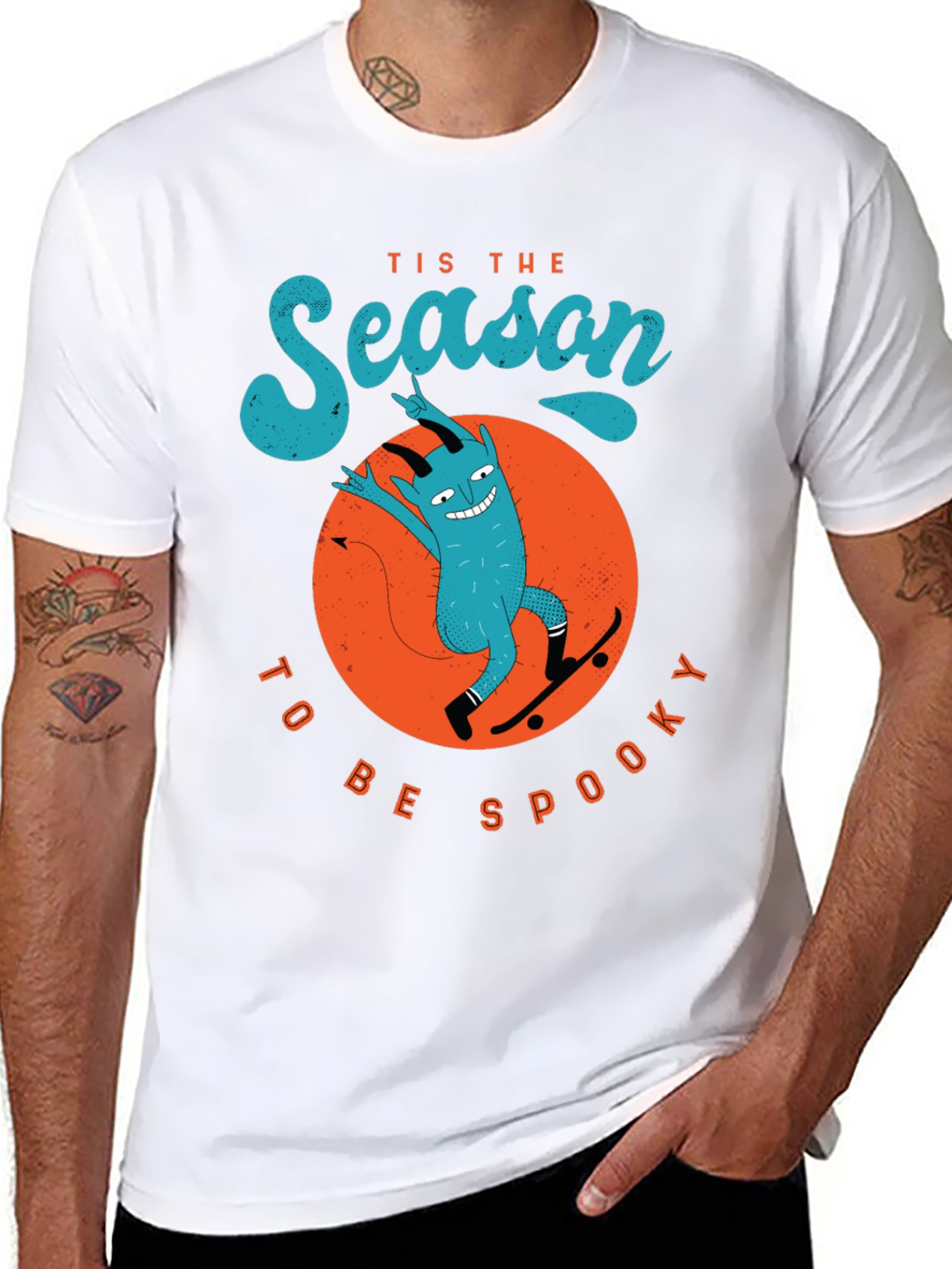 Tis The Season To Be Spooky Devil Skateboard T-Shirt