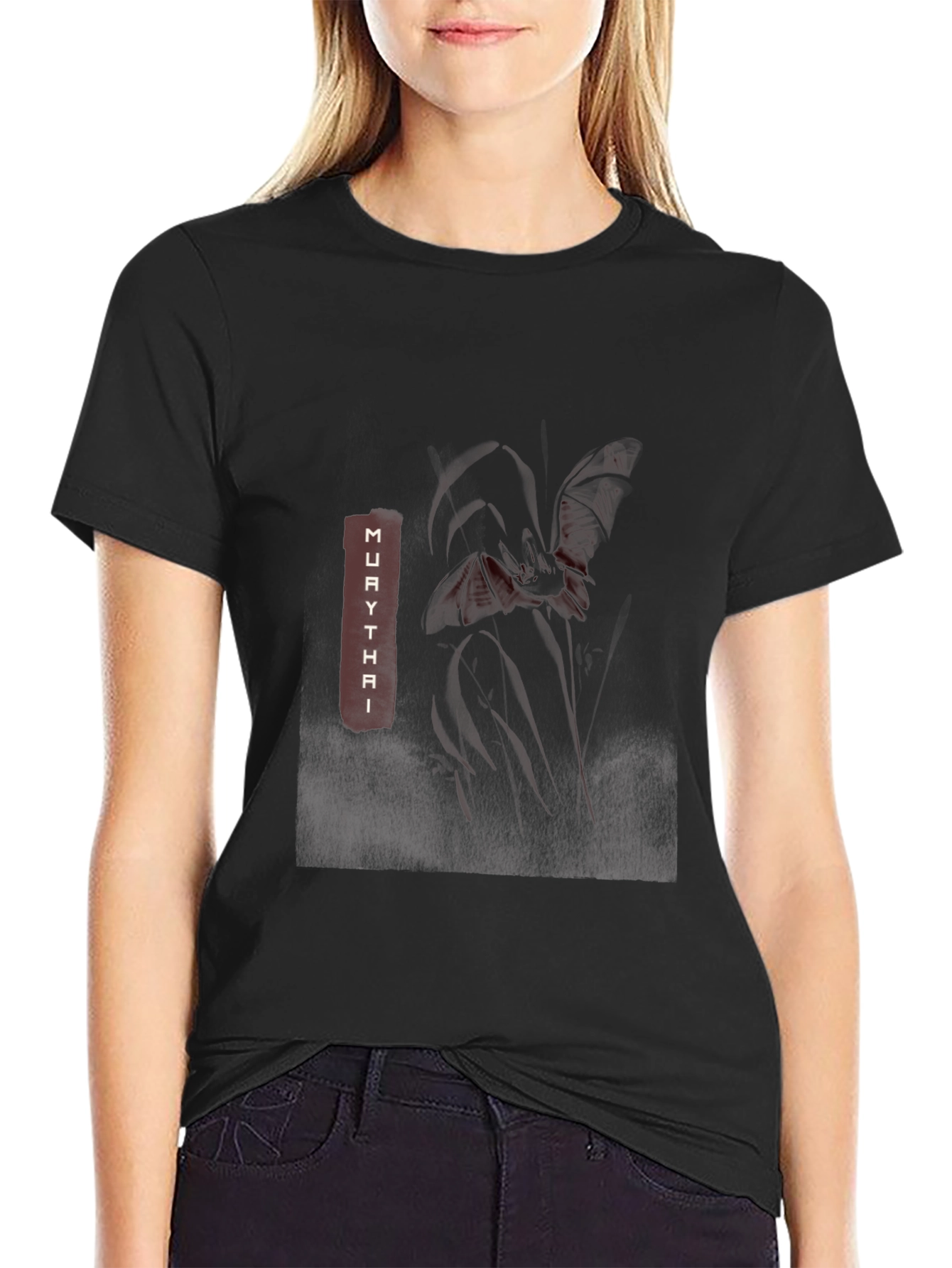 Muay Thai Graphic Print Black T-Shirt