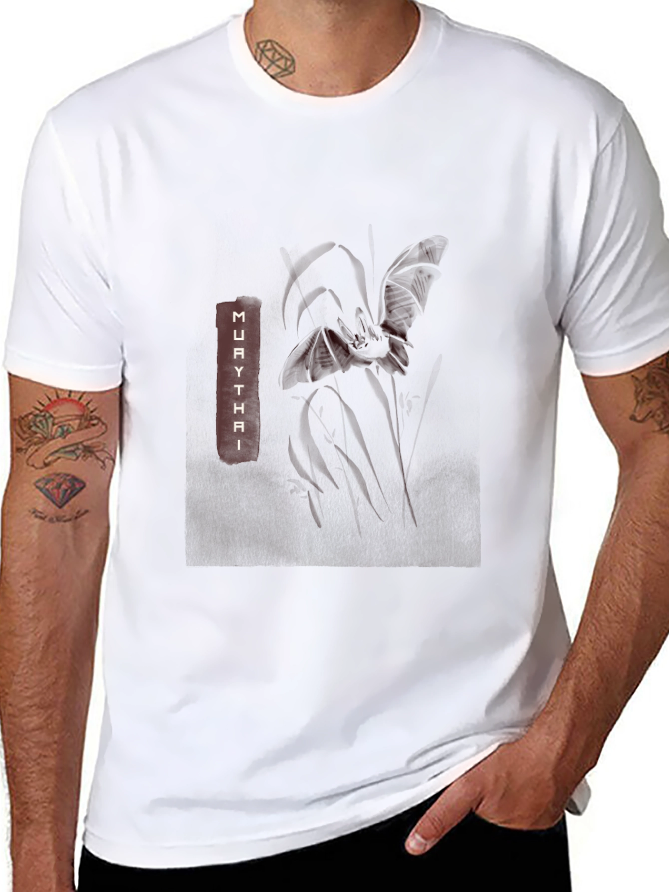 Muay Thai Graphic Print Black T-Shirt