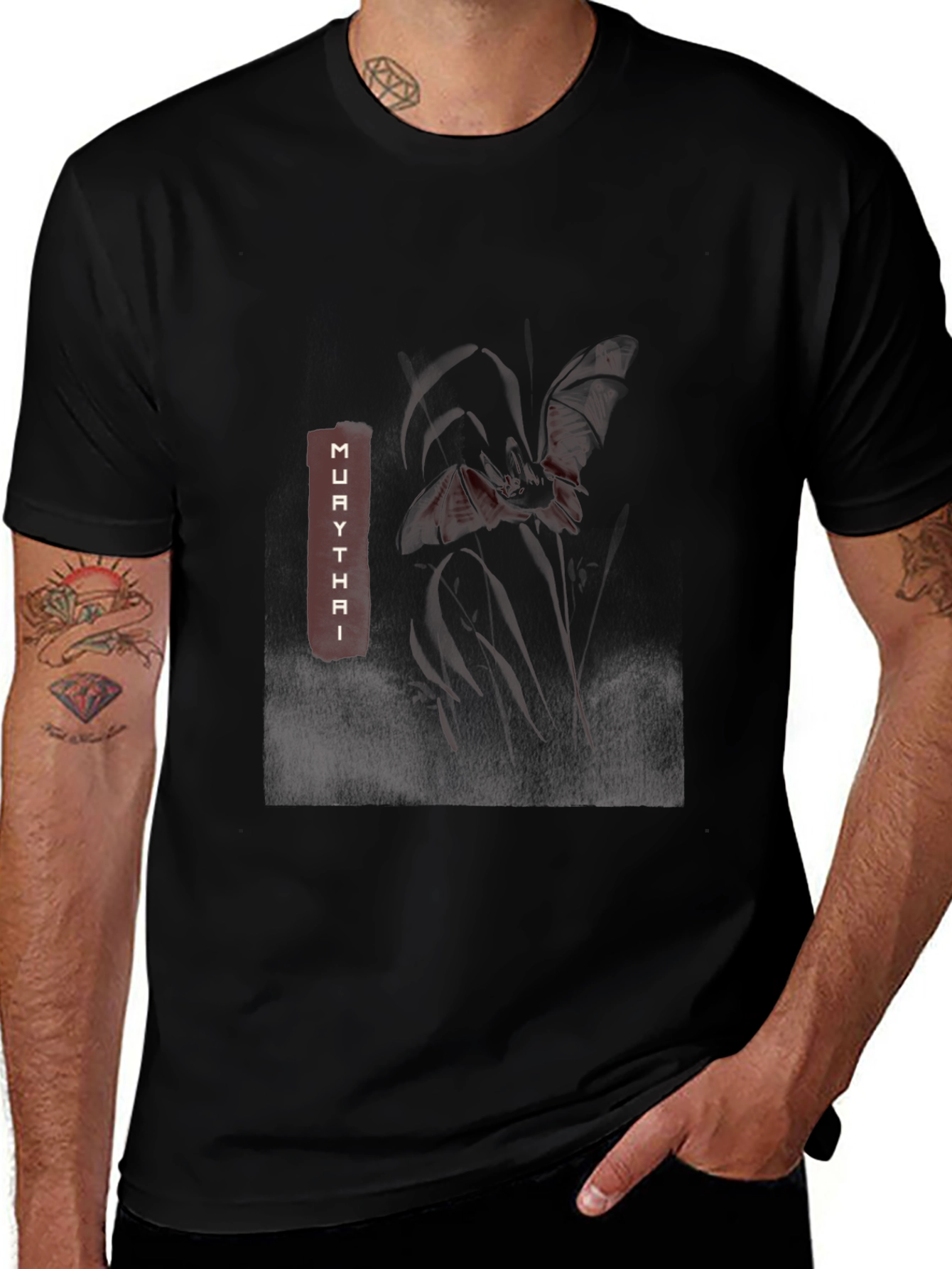 Muay Thai Graphic Print Black T-Shirt