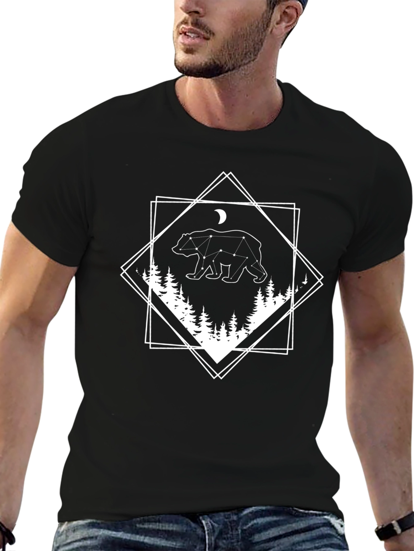 Constellation Bear Graphic Tee - Black