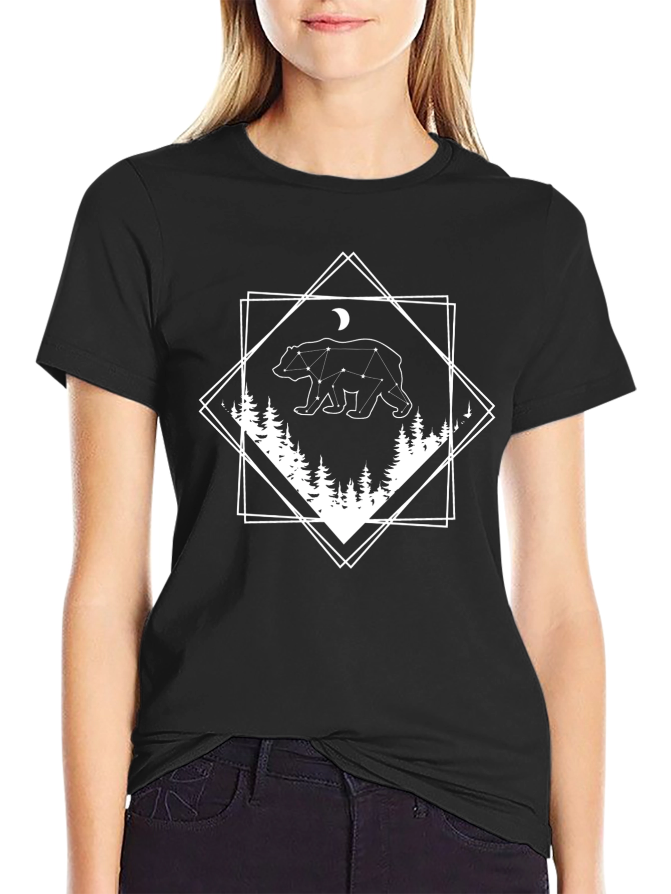 Constellation Bear Graphic Tee - Black