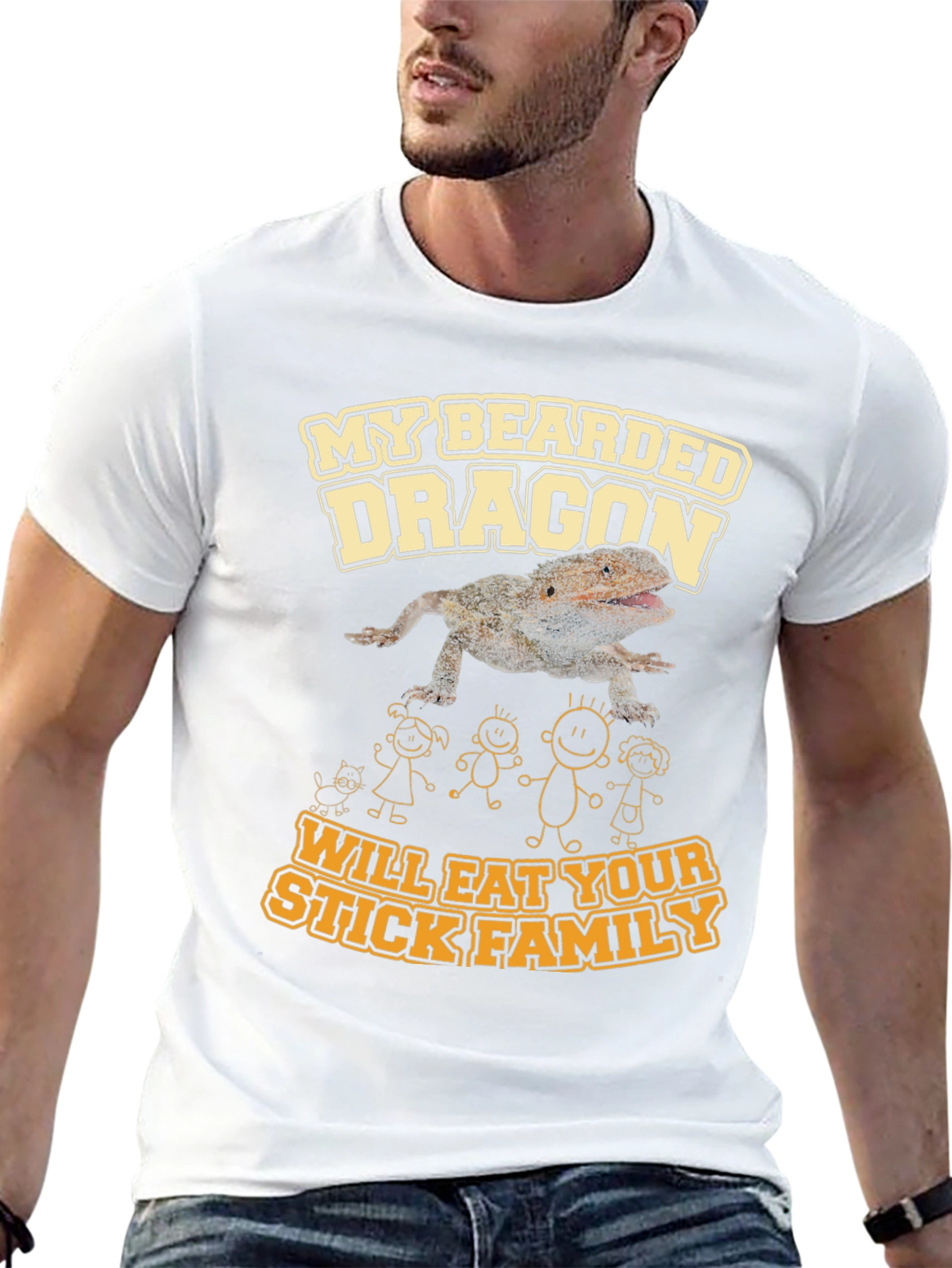 Bearded Dragon Eats Stick Family T-Shirt