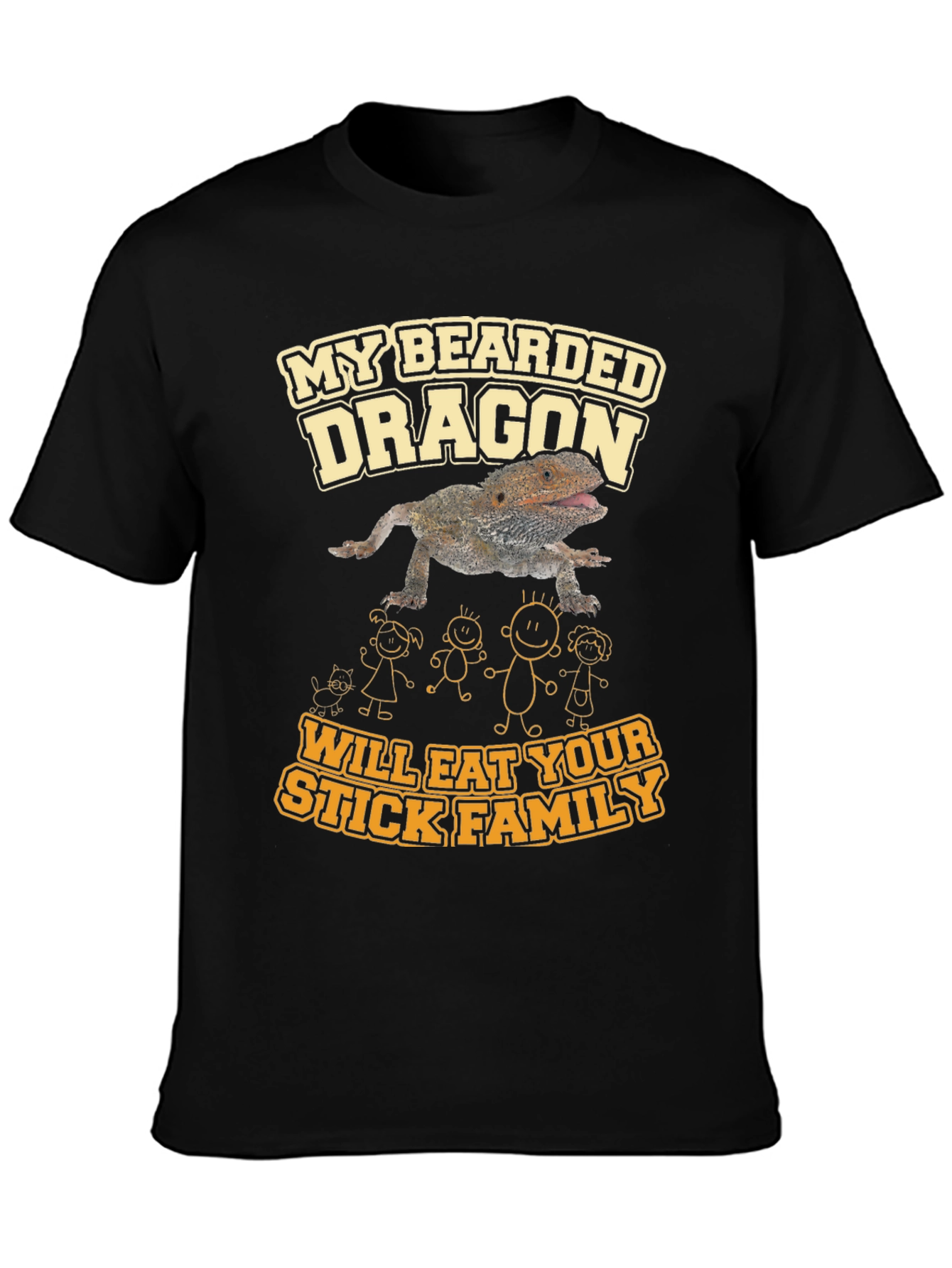 Bearded Dragon Eats Stick Family T-Shirt