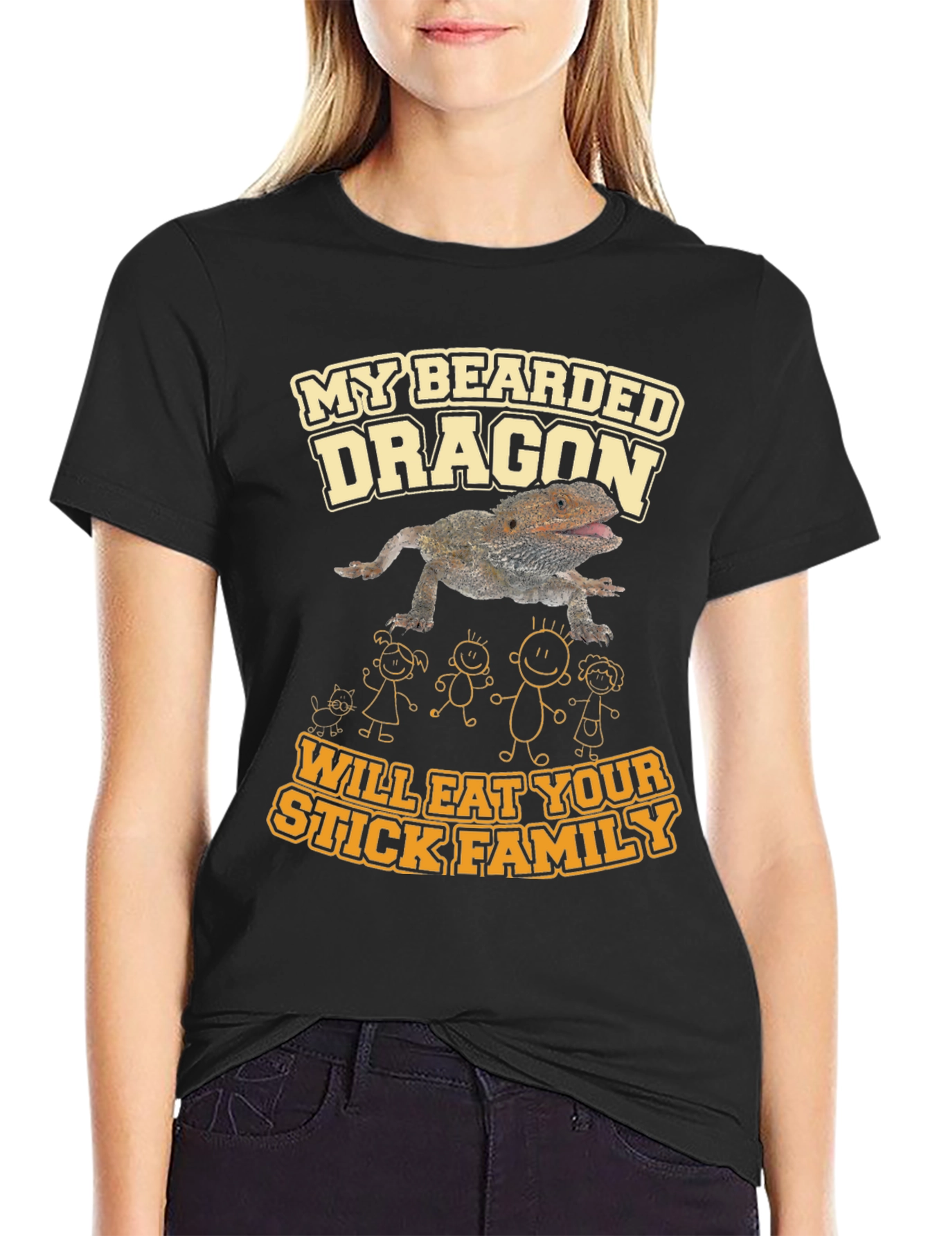 Bearded Dragon Eats Stick Family T-Shirt