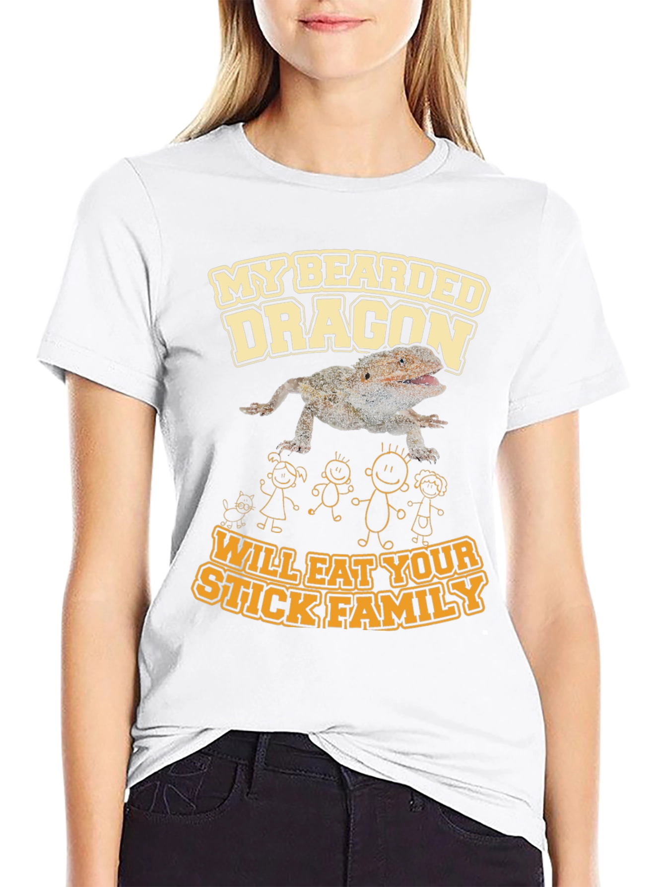 Bearded Dragon Eats Stick Family T-Shirt