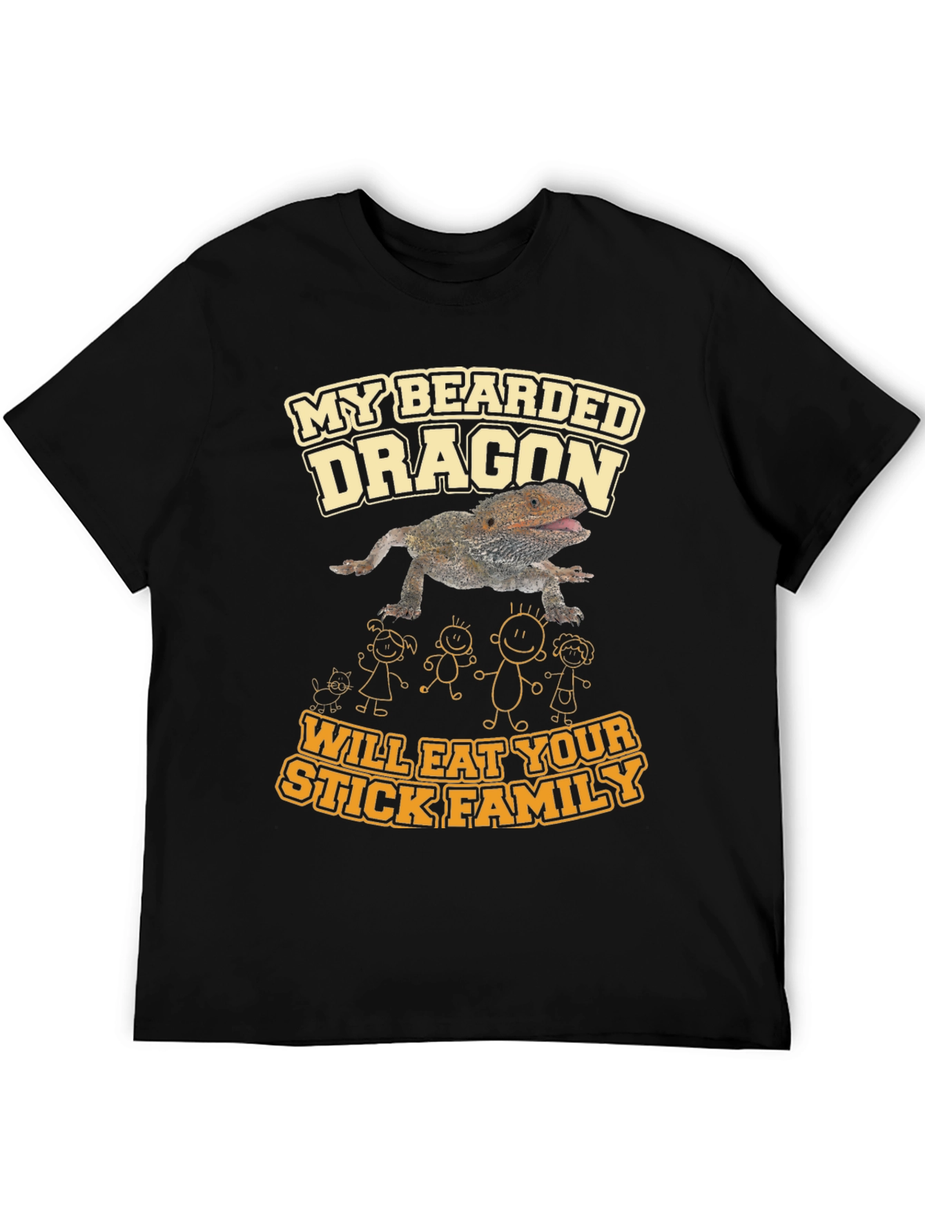 Bearded Dragon Eats Stick Family T-Shirt