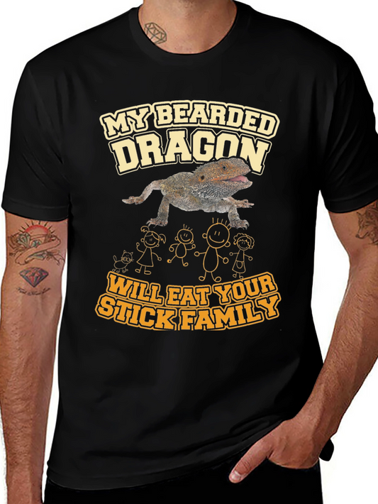 Bearded Dragon Eats Stick Family T-Shirt