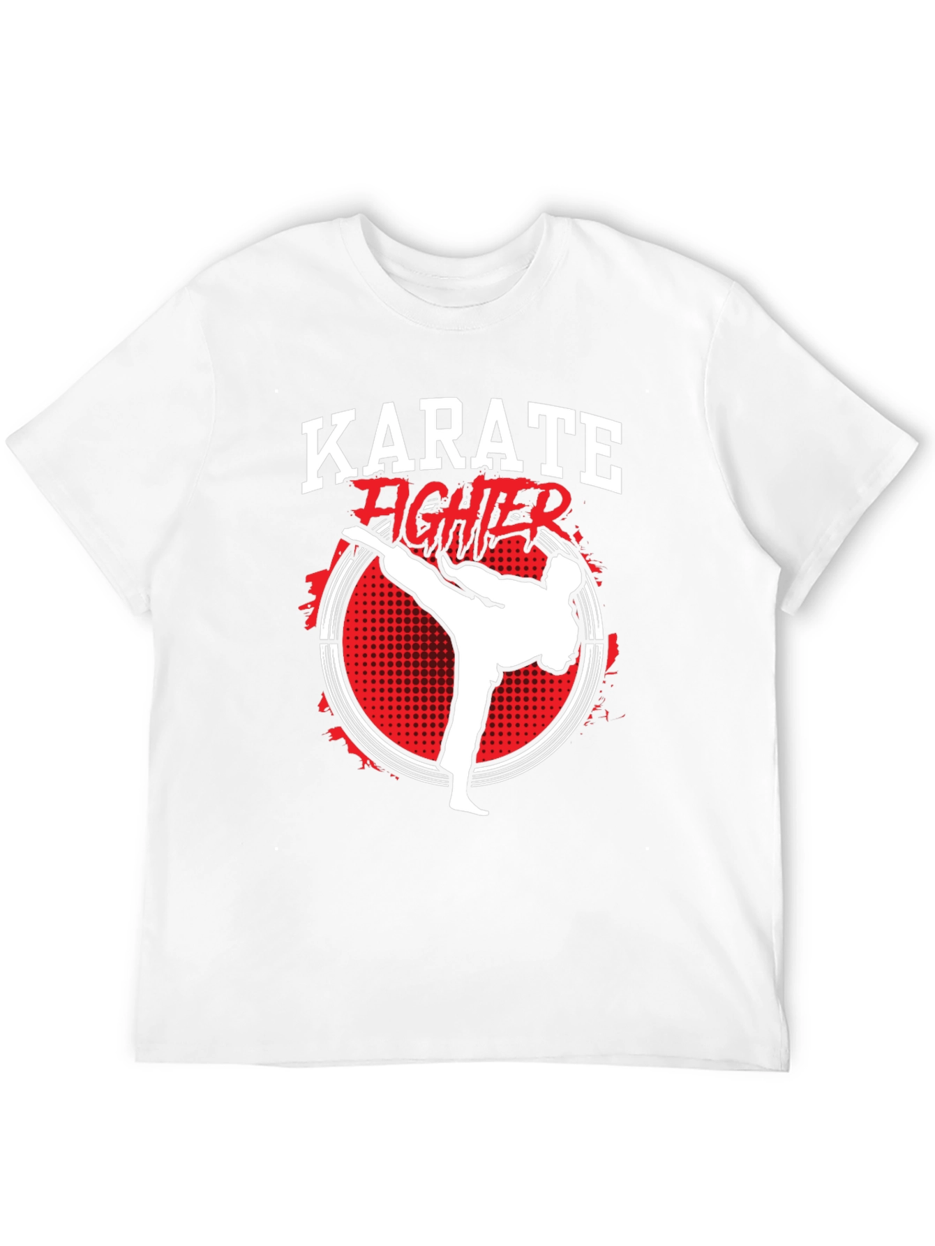 Karate Fighter Graphic Print Crew Neck T-Shirt