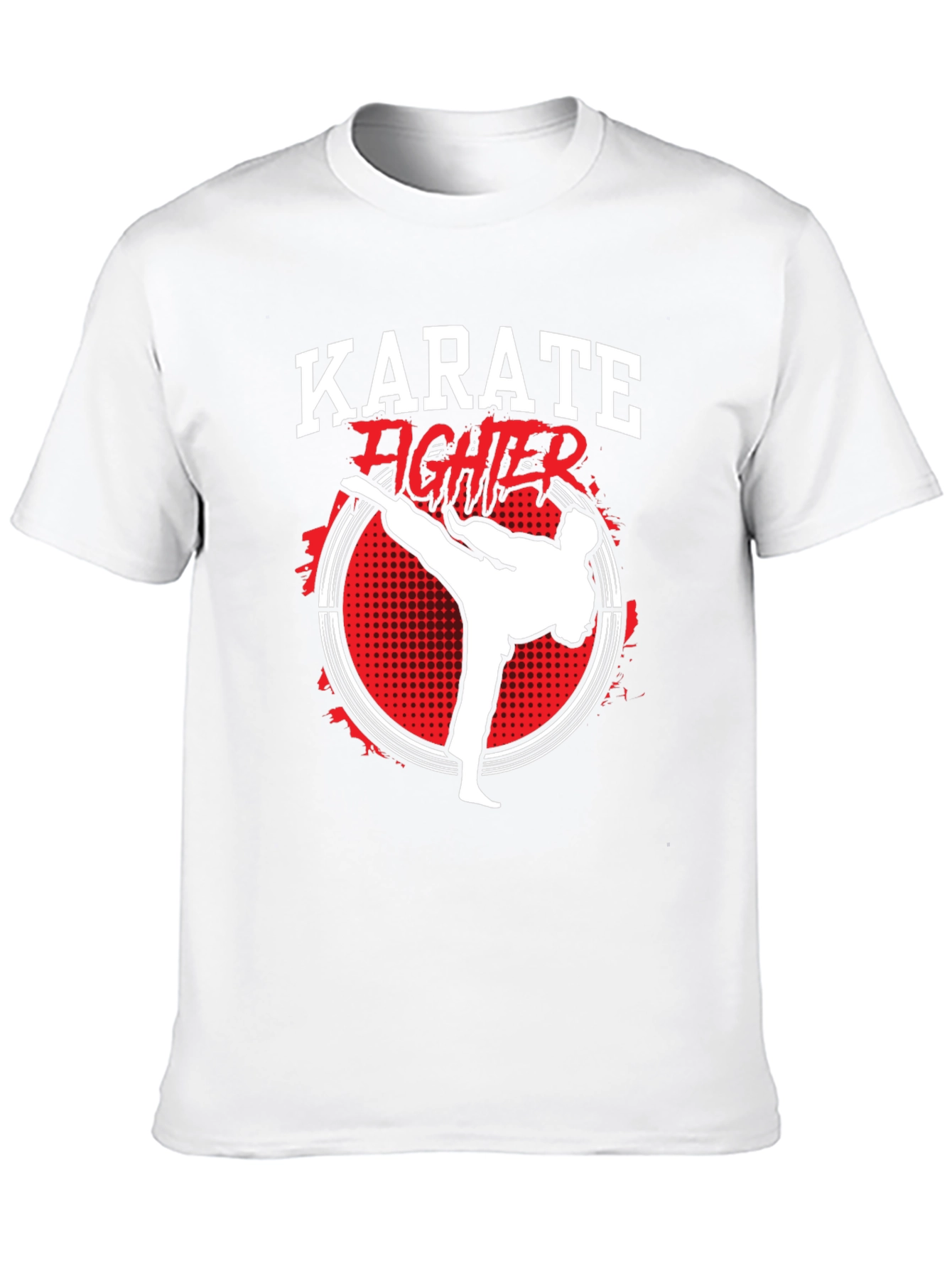 Karate Fighter Graphic Print Crew Neck T-Shirt