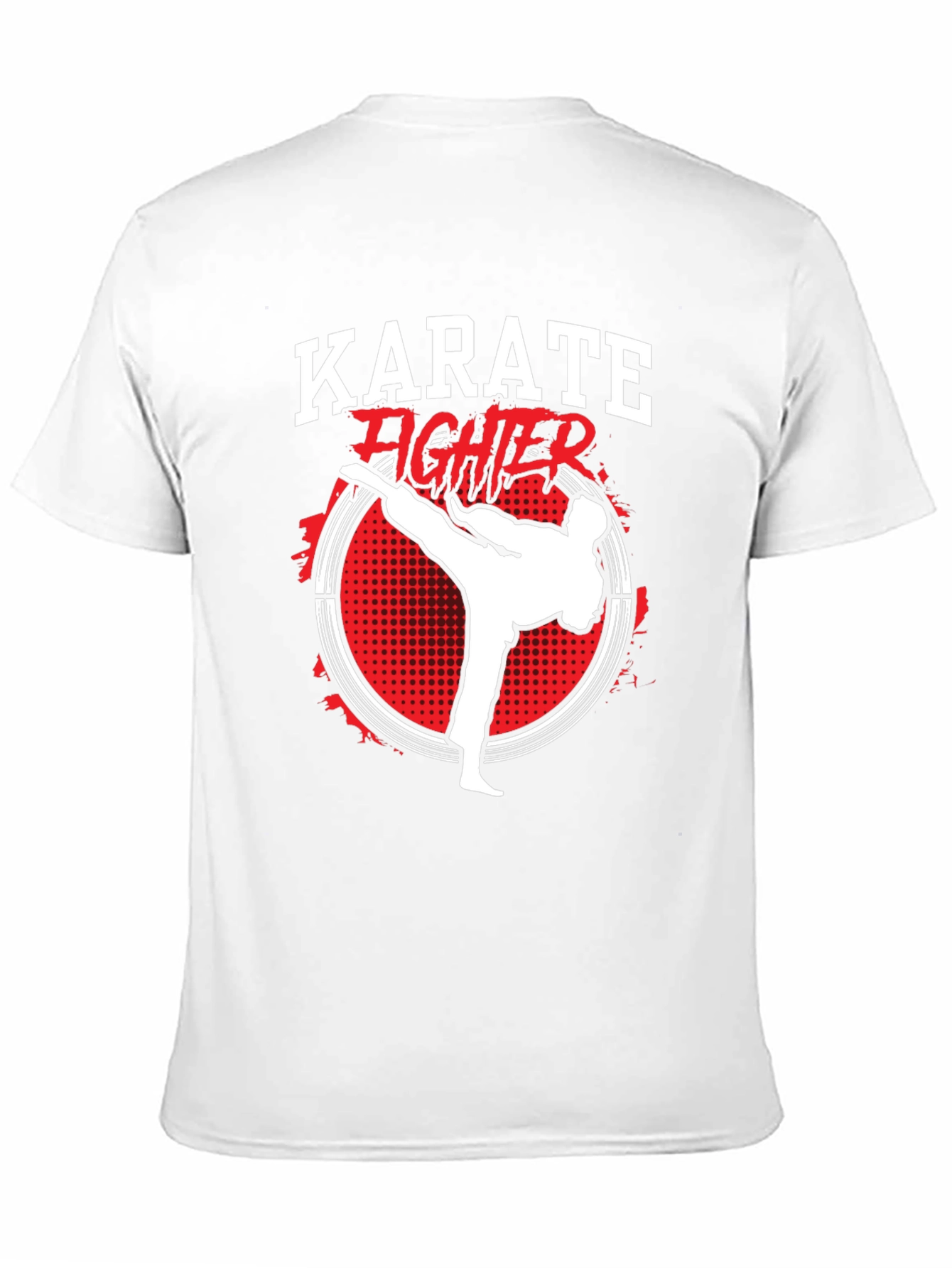 Karate Fighter Graphic Print Crew Neck T-Shirt