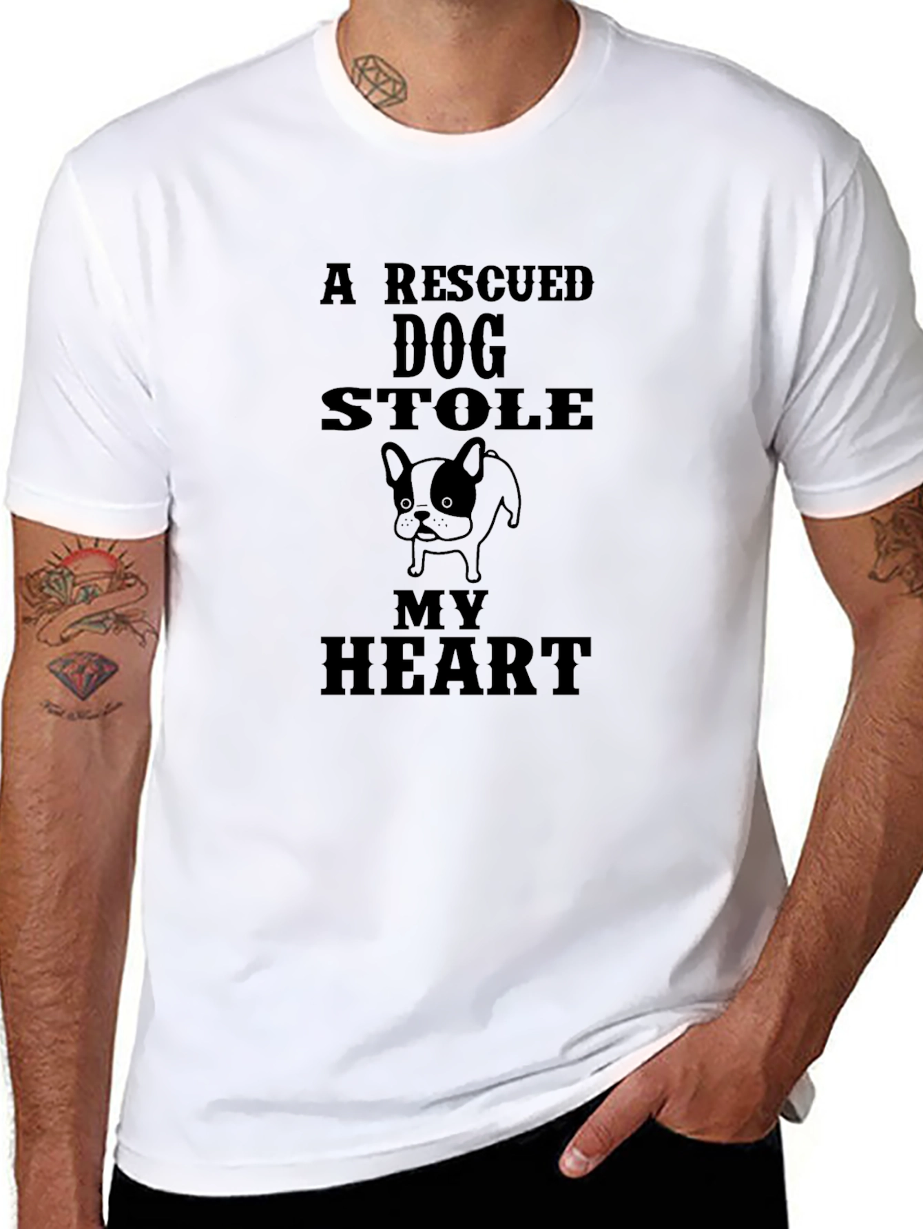 Rescued Dog Heart T-Shirt -  Dog Lover Tee