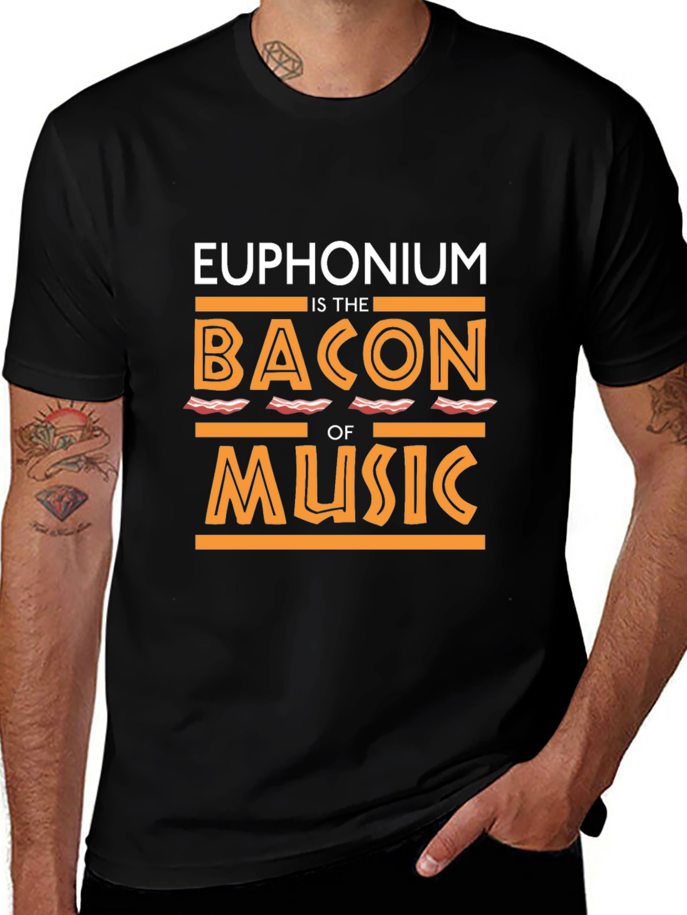 Euphonium Bacon Music T-Shirt - Funny Musician Tee